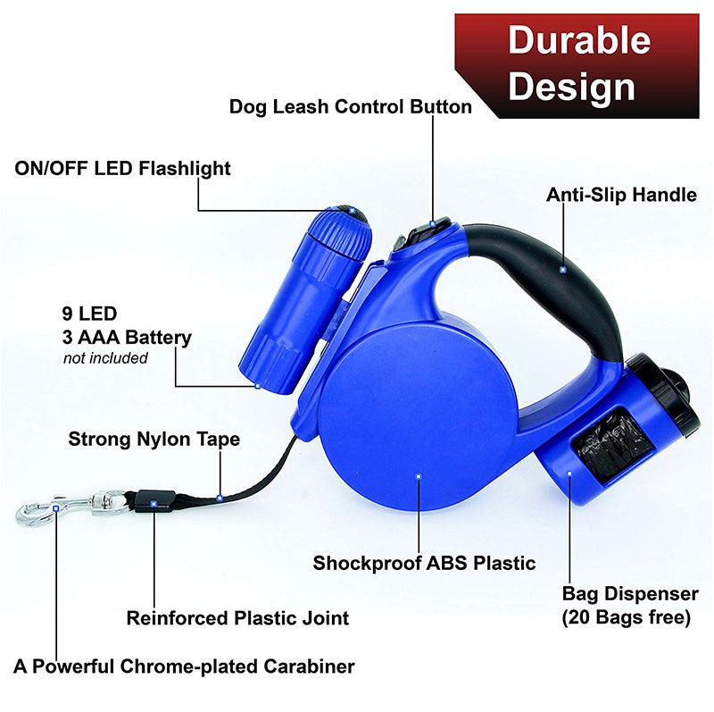 Nightwalk 4.5M Led Light And Waste Bag Dispenser Retractable Dog Leash - Image 3