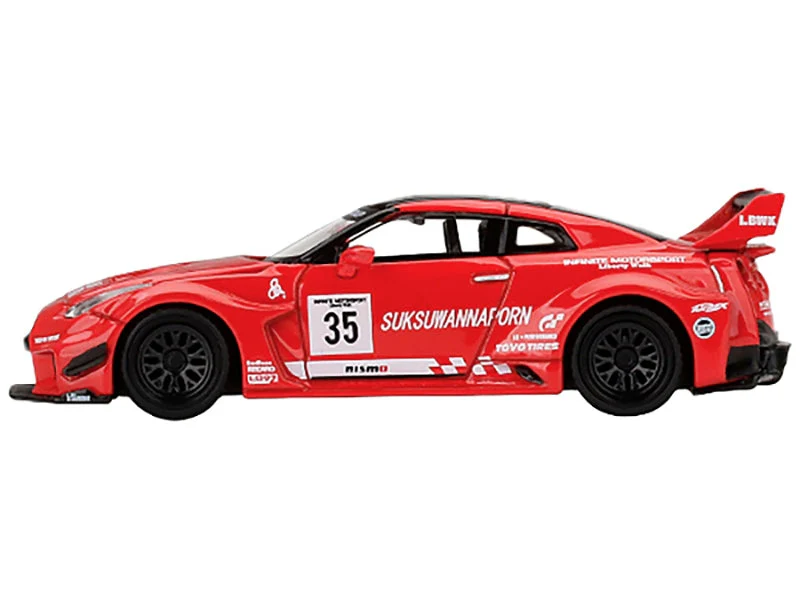 Nissan 35GT-RR Ver.1 LB-Silhouette Works GT LBWK RHD (Right Hand Drive) #35 Red with Black Top and Graphics Limited Edition to 3600 pieces Worldwide 1/64 Diecast Model Car by True Scale Minia - Image 2