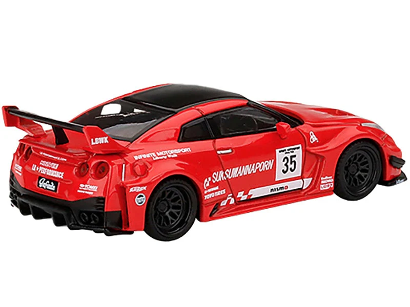 Nissan 35GT-RR Ver.1 LB-Silhouette Works GT LBWK RHD (Right Hand Drive) #35 Red with Black Top and Graphics Limited Edition to 3600 pieces Worldwide 1/64 Diecast Model Car by True Scale Minia - Image 3