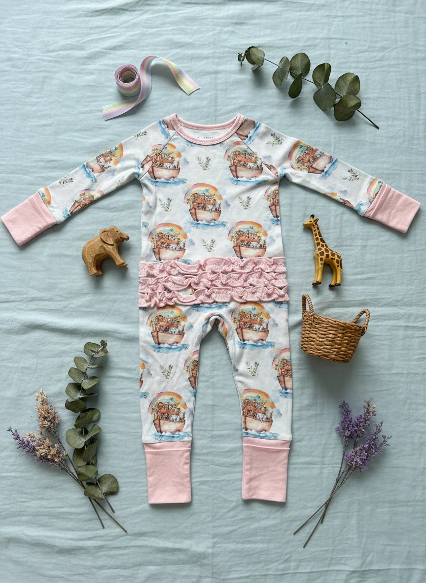 Noah's ark ruffle Zippie - Image 2