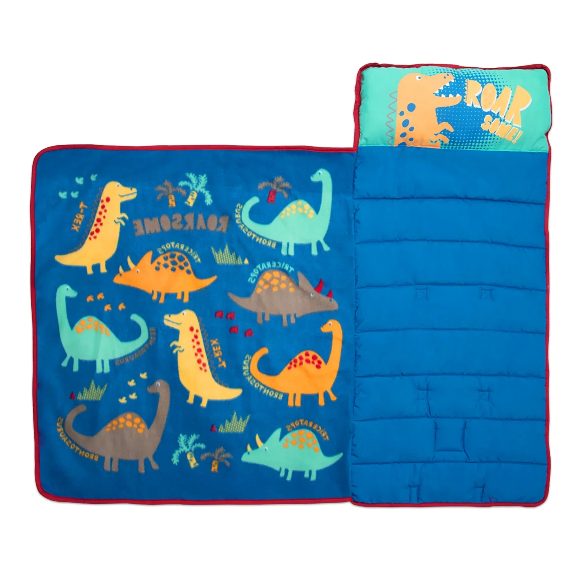 NoJo Dinosaurs Toddler Nap Mat - Includes Attached Pillow and Fleece Blanket - Image 3