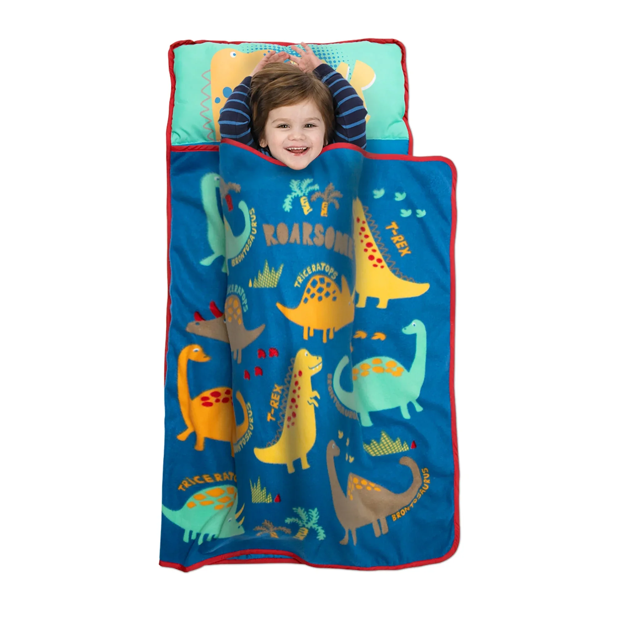 NoJo Dinosaurs Toddler Nap Mat - Includes Attached Pillow and Fleece Blanket - Image 4