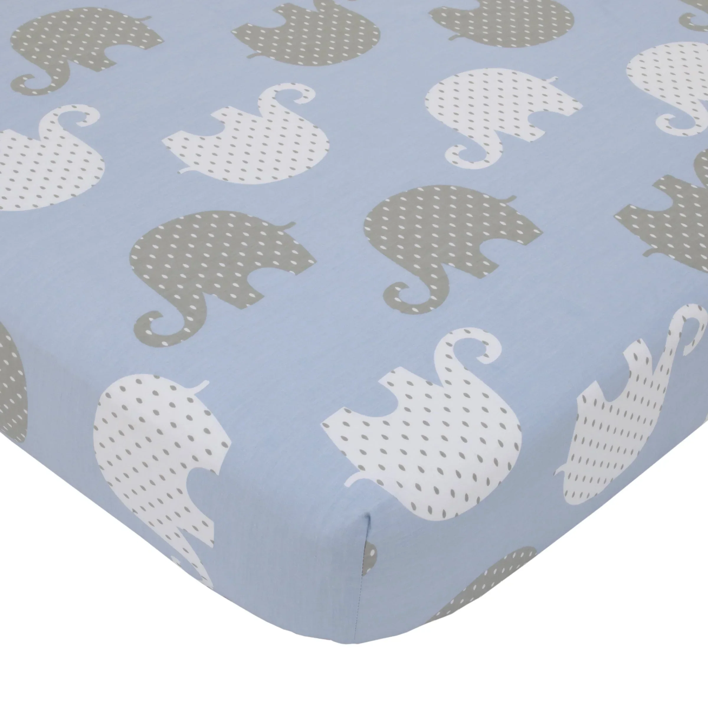 NoJo Dreamer Elephant Blue, Grey 8 Piece Nursery Crib Bedding Set - Image 3