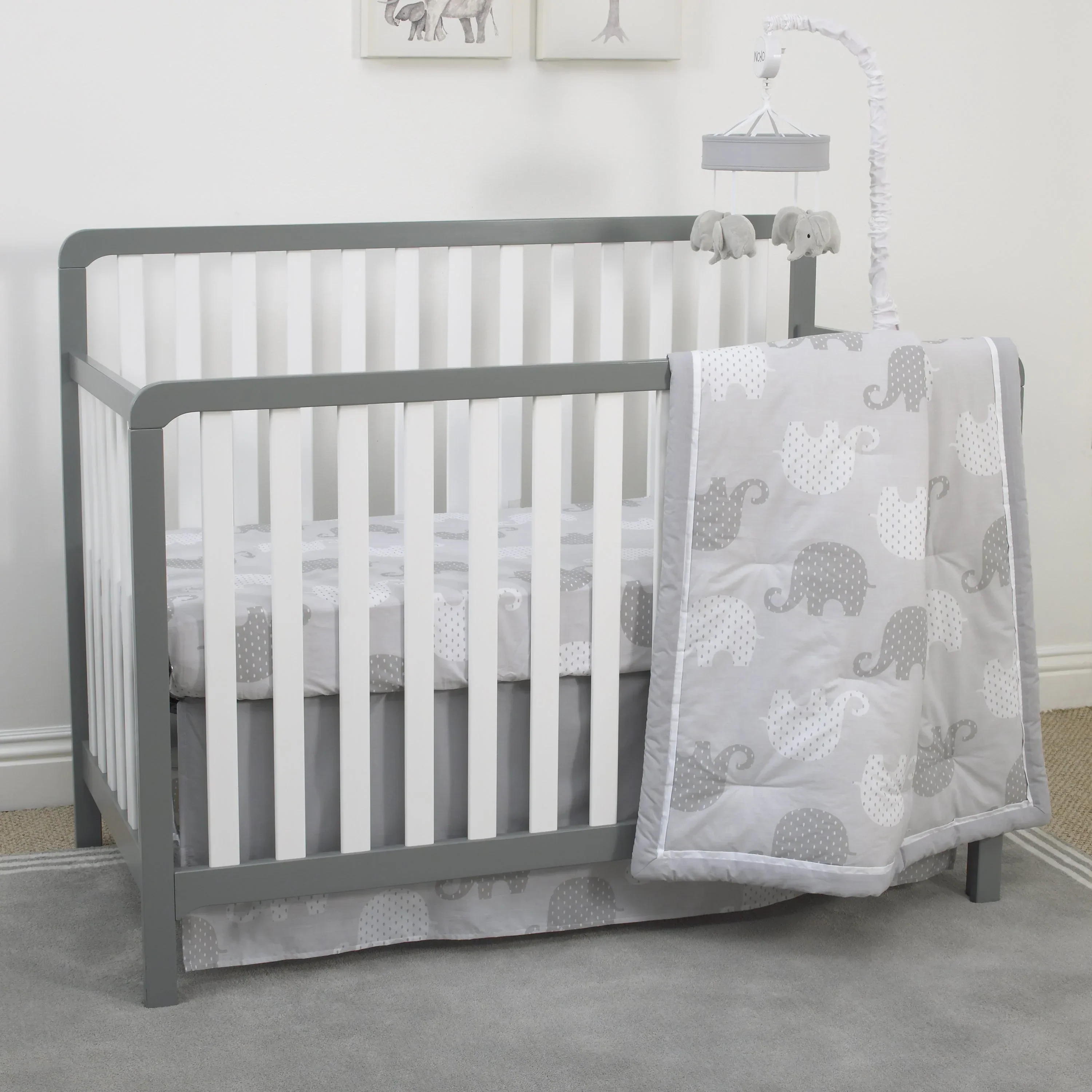 NoJo Dreamer Grey and White Elephant Musical Mobile - Image 3