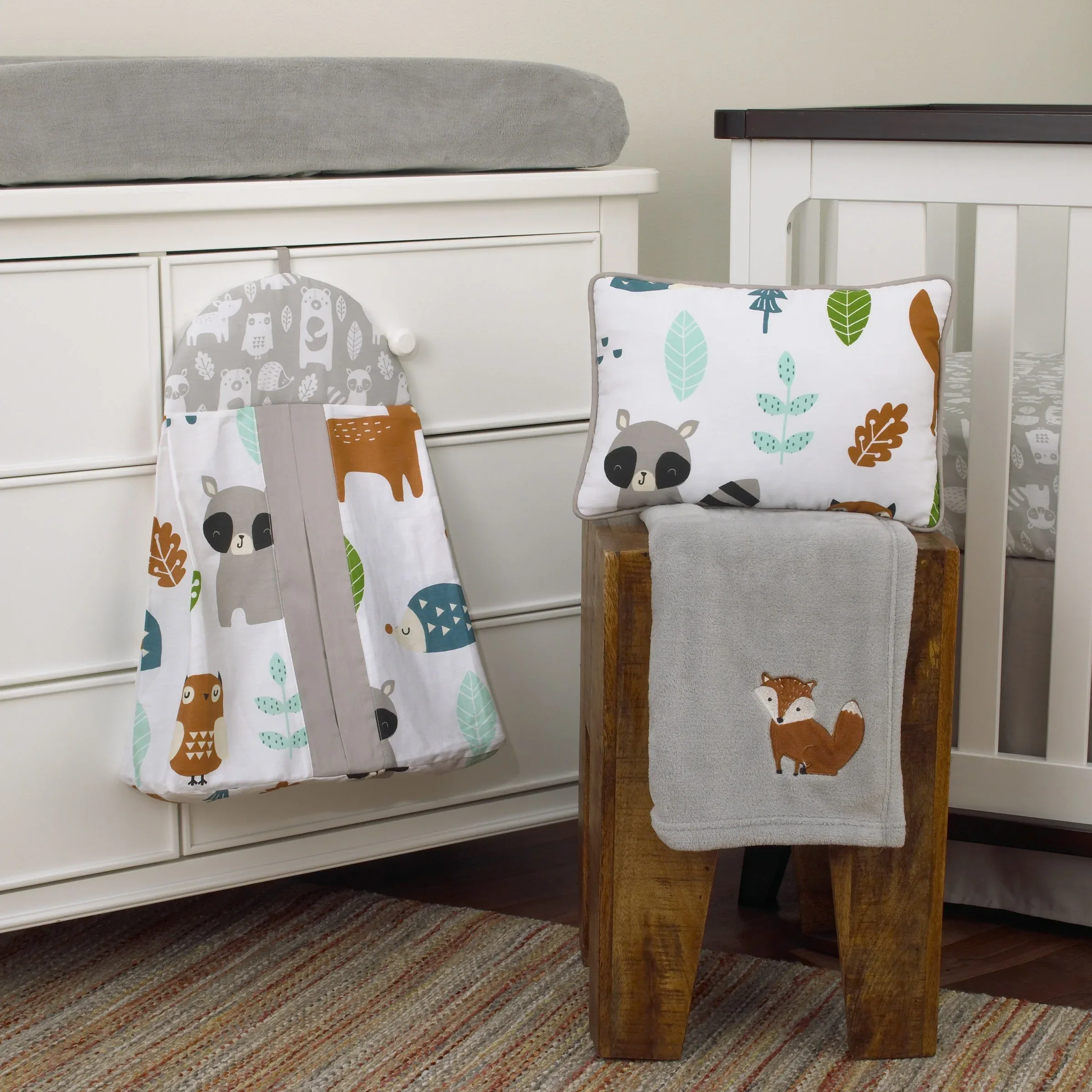 NoJo Dreamer Little Woodland Friends 8 Piece Nursery Crib Bedding Set - Image 9