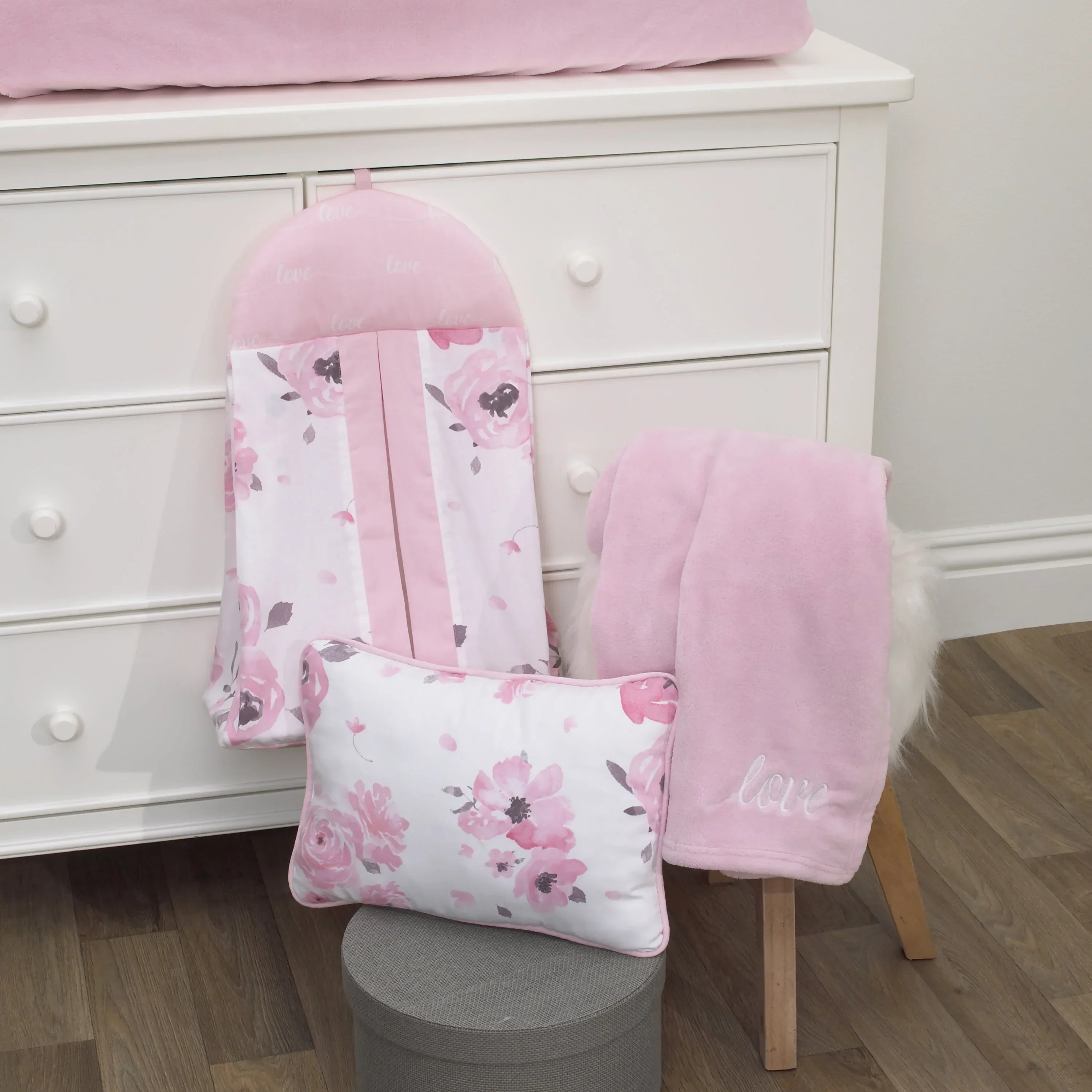 NoJo Dreamer Watercolor Floral 8 Piece Nursery Crib Bedding Set - Image 11