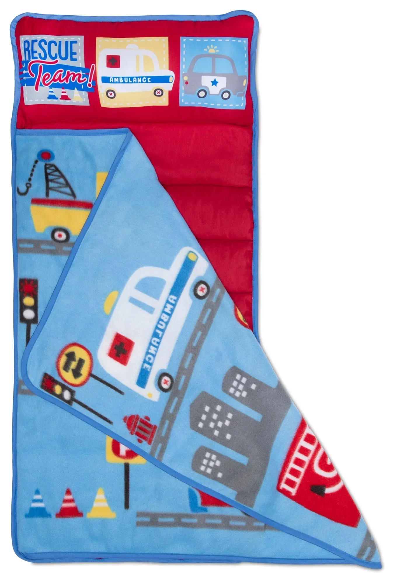 NoJo Rescue Team First Responders Toddler Nap Mat - Includes Attached Pillow and Fleece Blanket - Image 2