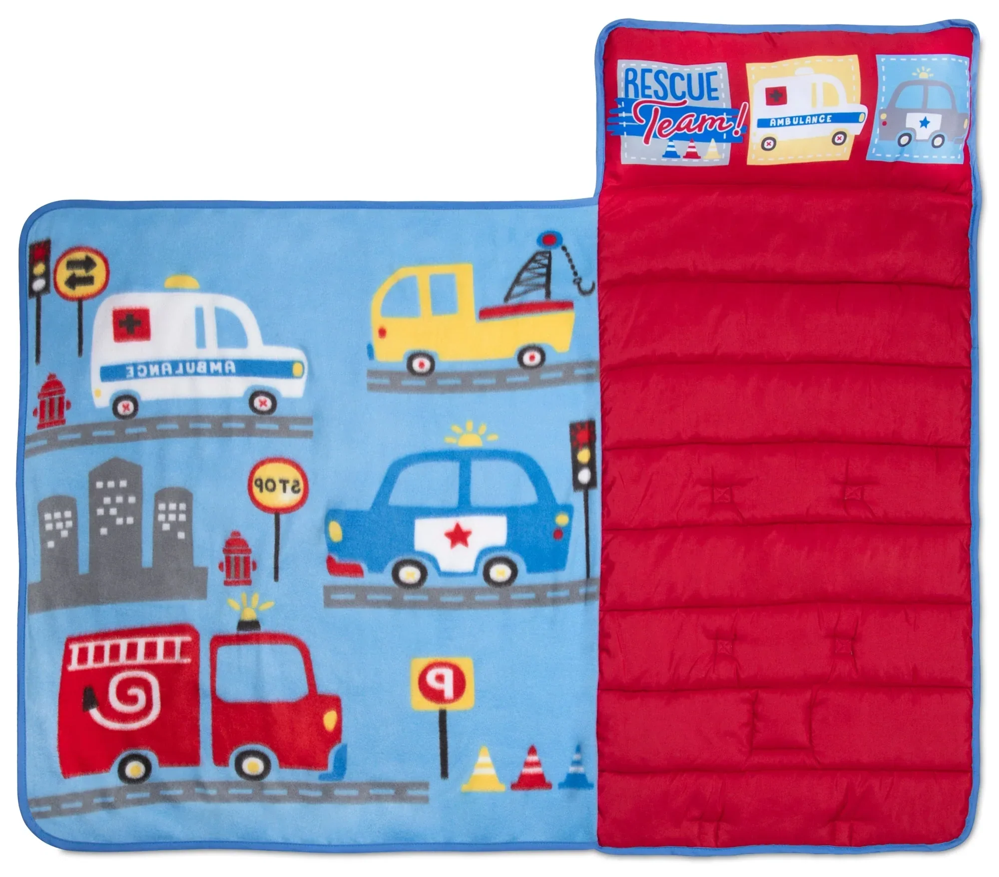 NoJo Rescue Team First Responders Toddler Nap Mat - Includes Attached Pillow and Fleece Blanket - Image 3