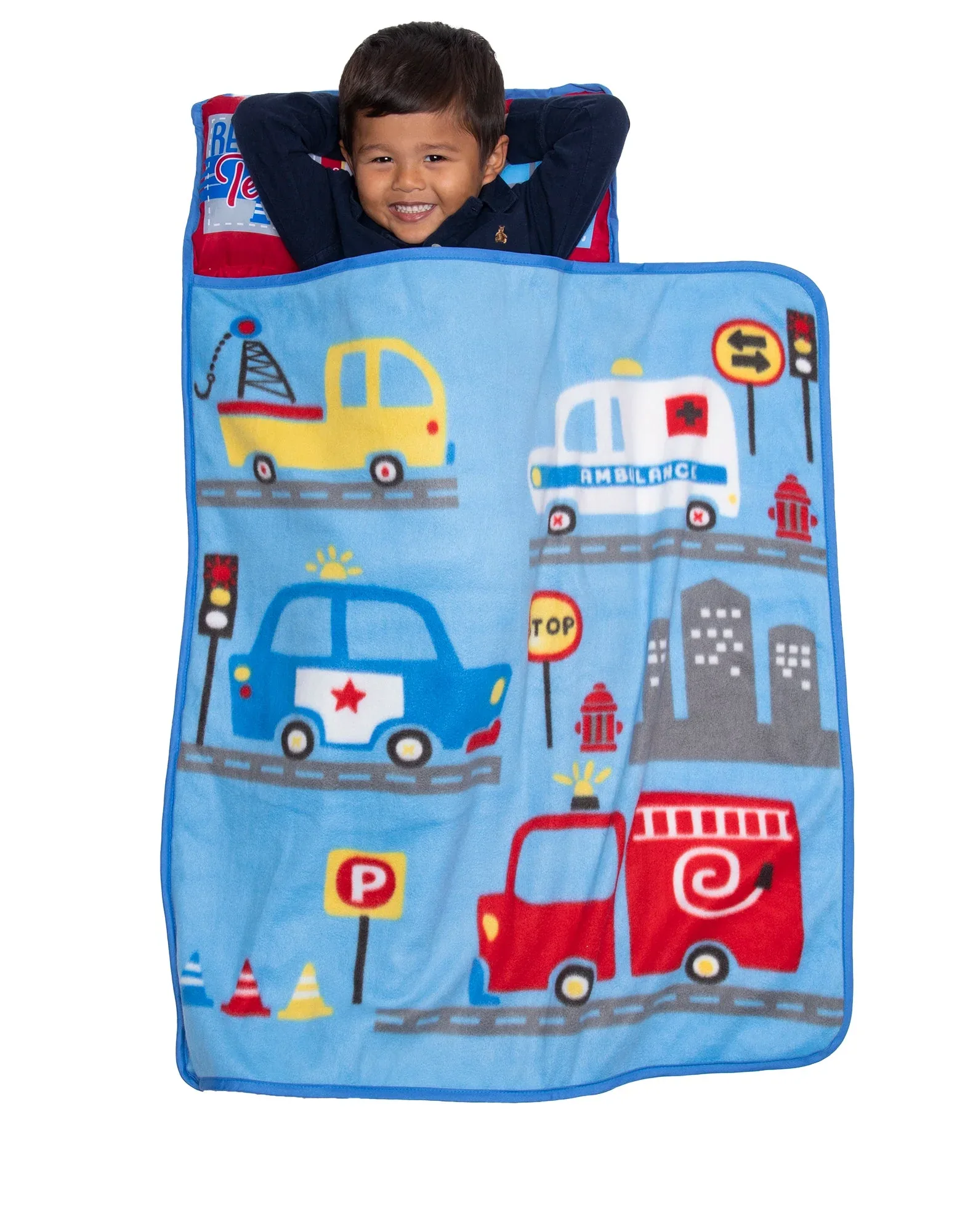 NoJo Rescue Team First Responders Toddler Nap Mat - Includes Attached Pillow and Fleece Blanket - Image 4