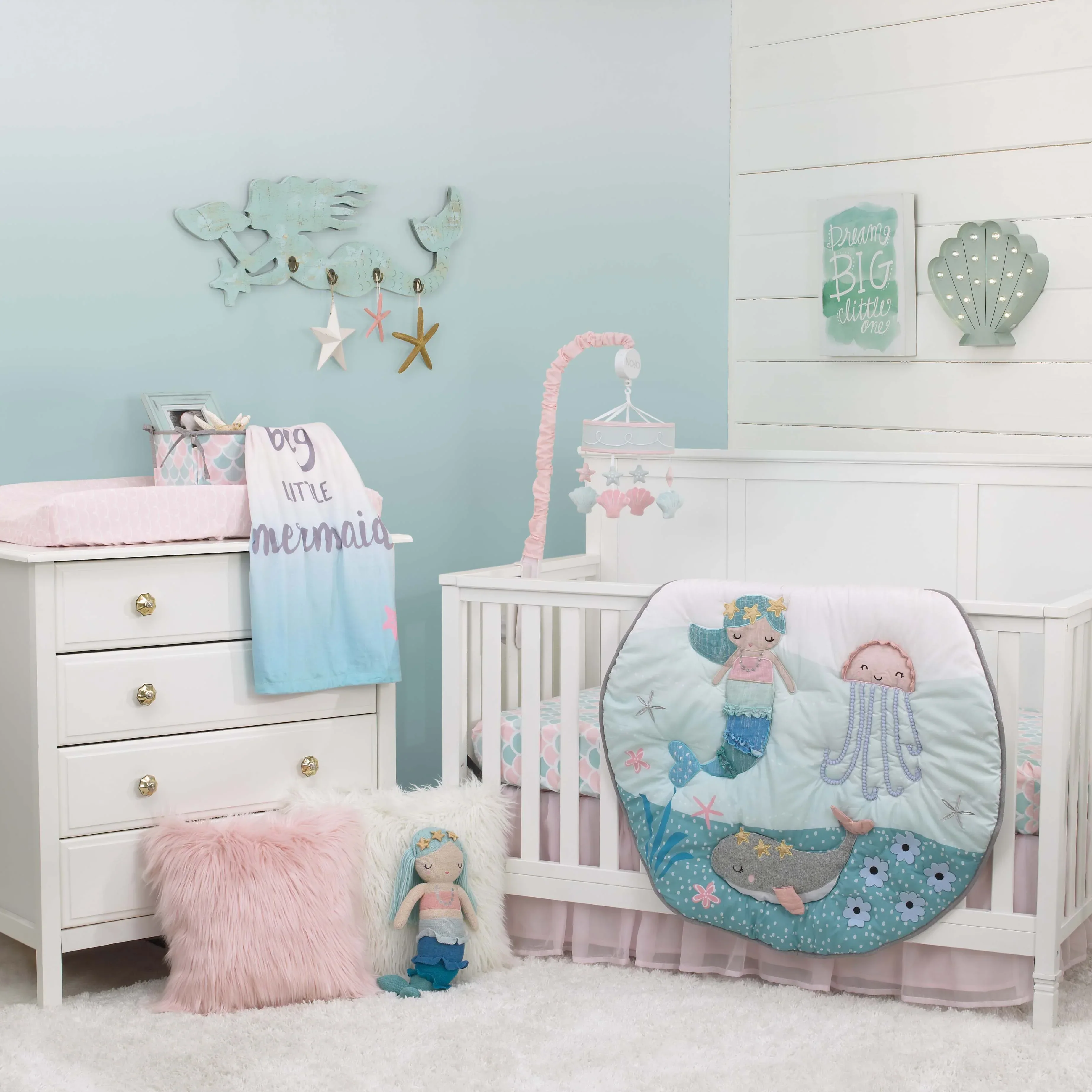NoJo Sugar Reef Mermaid Super Soft Ombre Baby Blanket, Dream Big Little Mermaid - Image 2