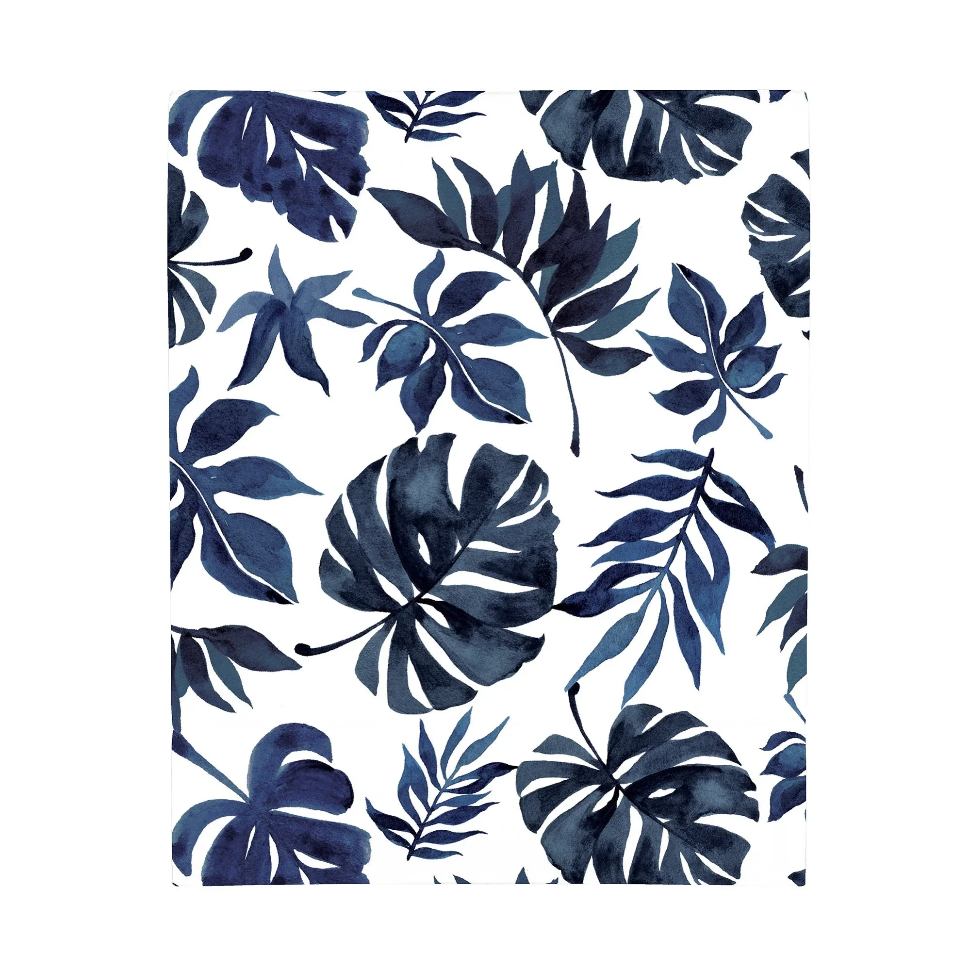 NoJo Super Soft Blue and White Palm Leaf Nursery Crib Fitted Sheet - Image 2