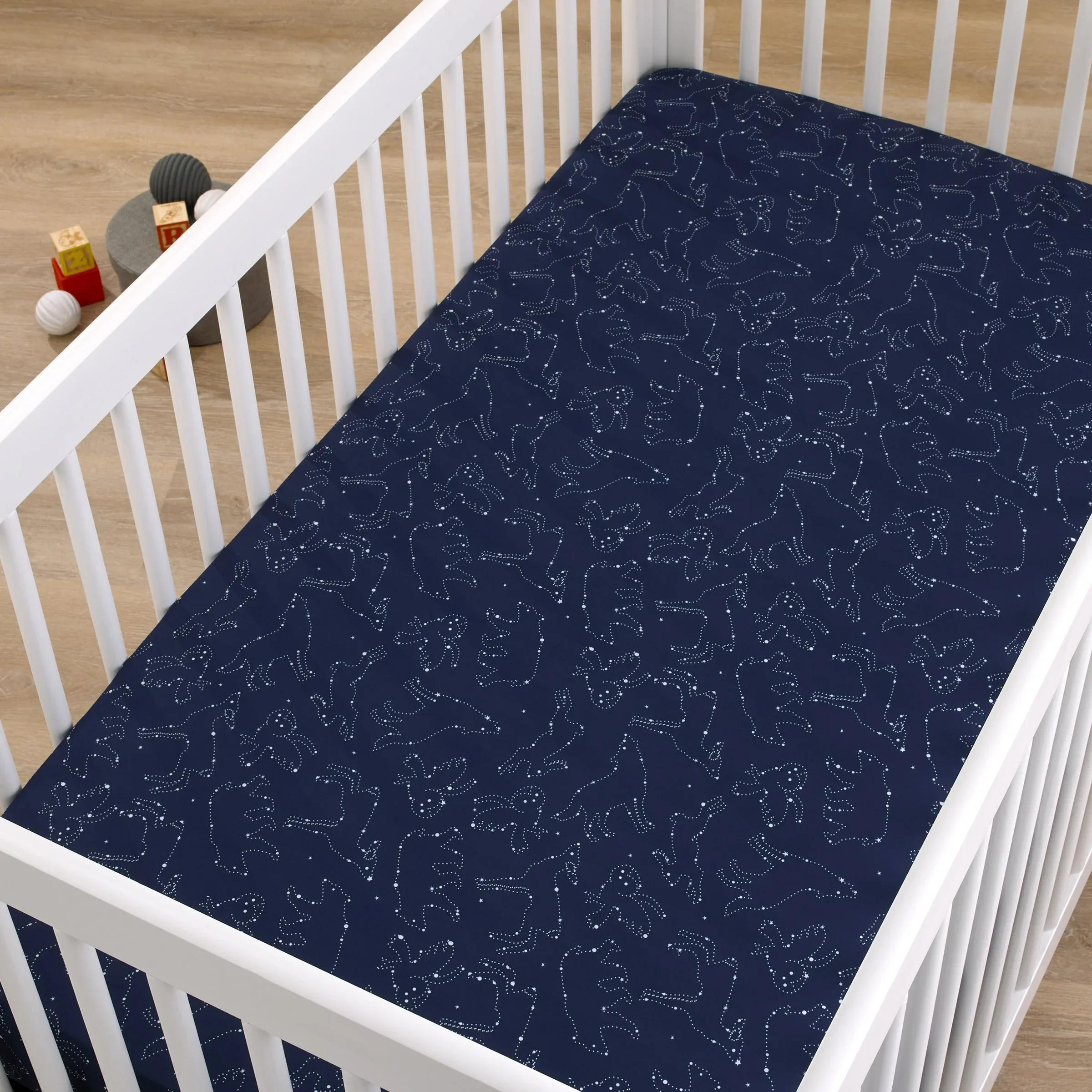 NoJo Super Soft Navy and White Cosmic Constellations Nursery Crib Fitted Sheet - Image 3