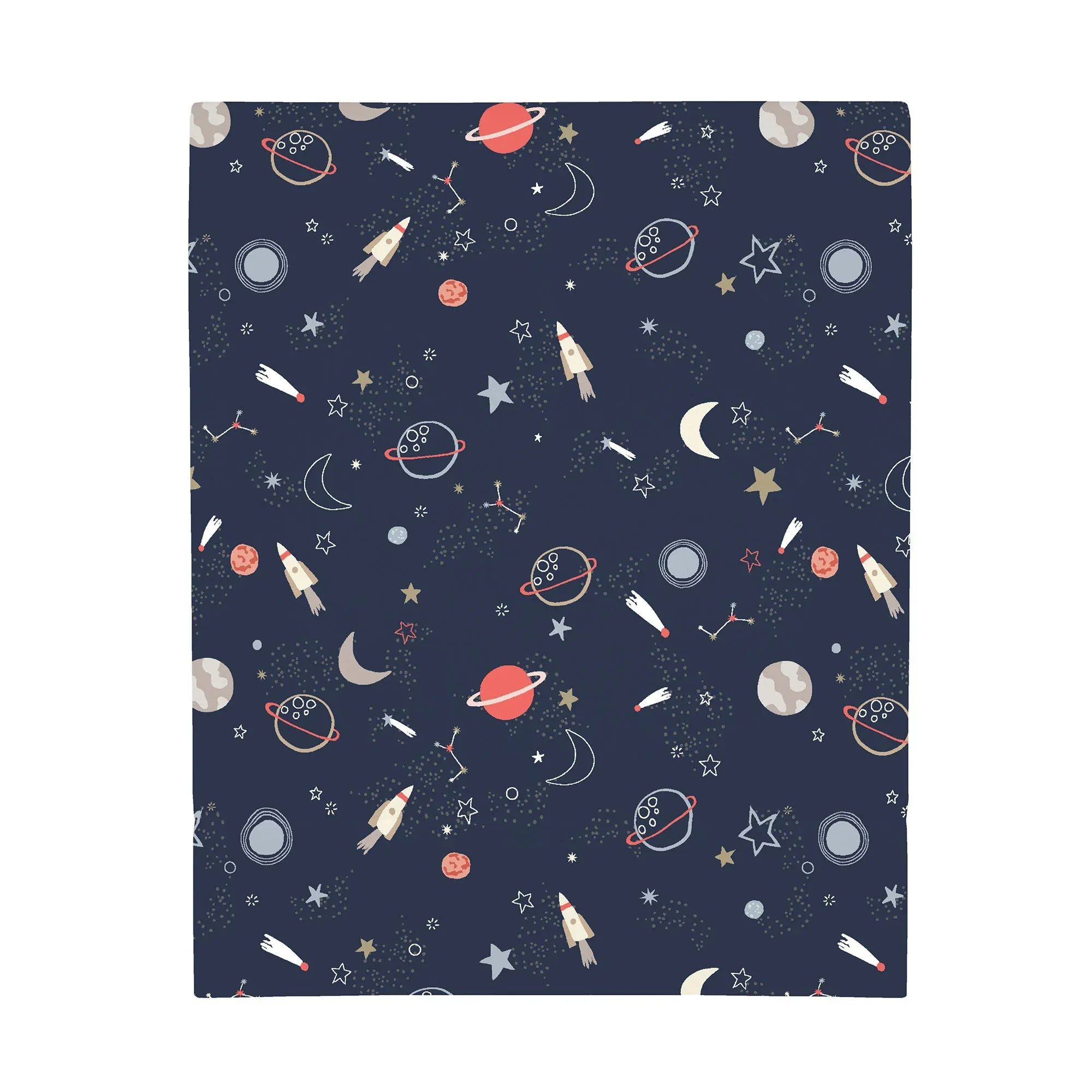 NoJo Super Soft Navy Cosmic Solar System Nursery Crib Fitted Sheet - Image 2