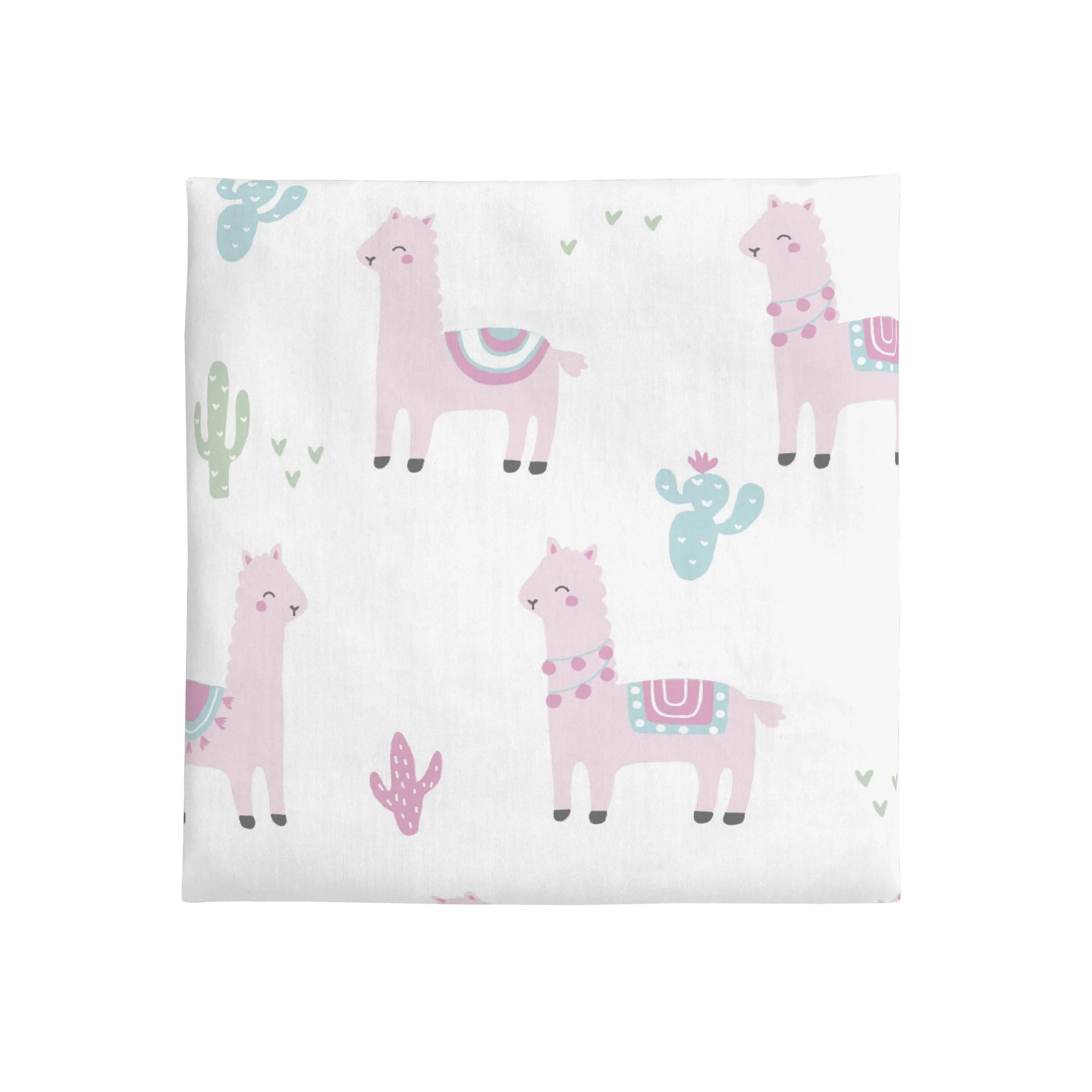 NoJo Super Soft Pink Llama Nursery Mini Crib Fitted Sheet - Image 2