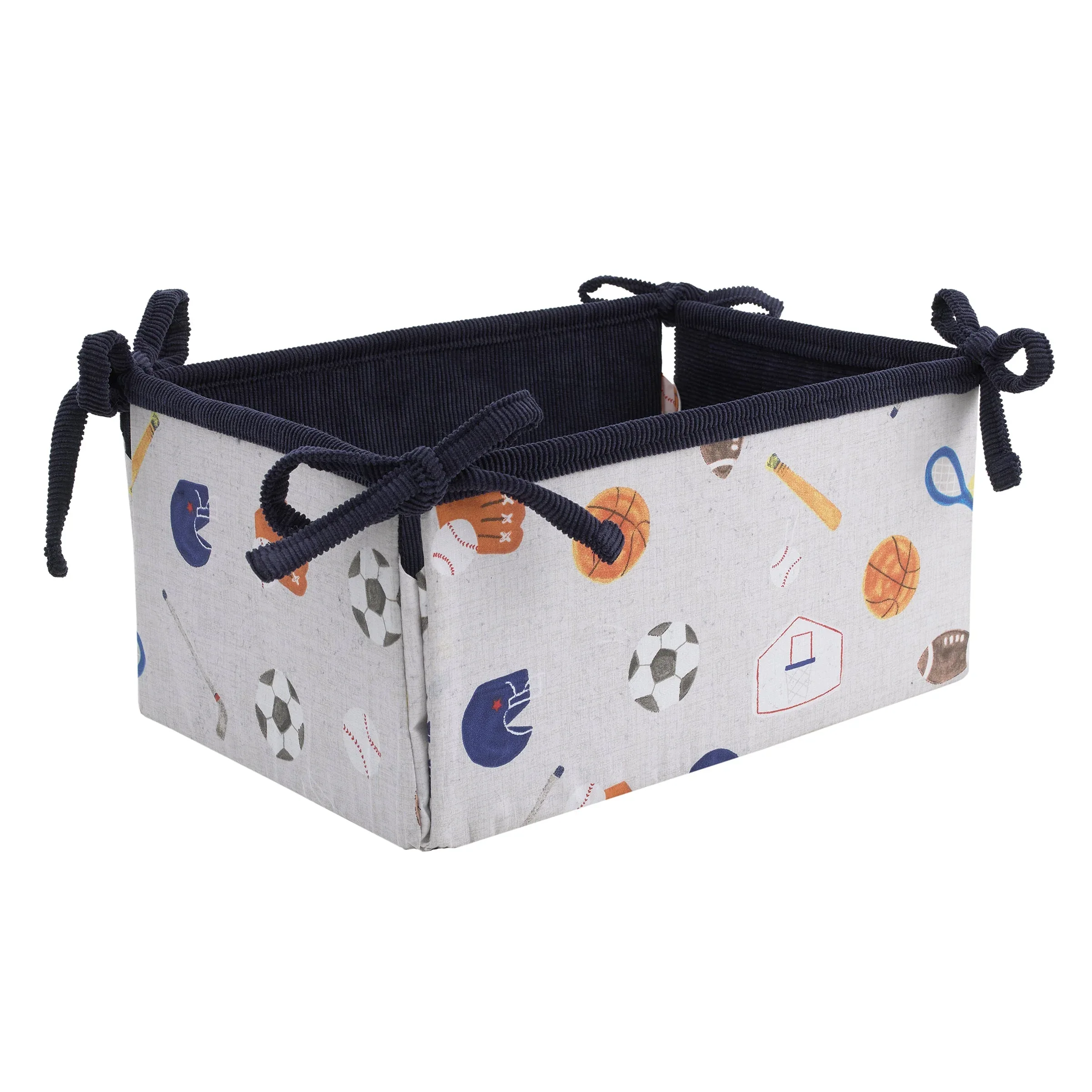 NoJo Team All Star Navy, Grey, and Light Blue, Football, Baseball, Soccer and Basketball, Fox, Raccoon and Hedgehog 4 Piece Nursery Crib Bedding Set - Comforter, 100% Cotton Fitted Crib Sheet, Crib Skirt and Storage Tote - Image 5