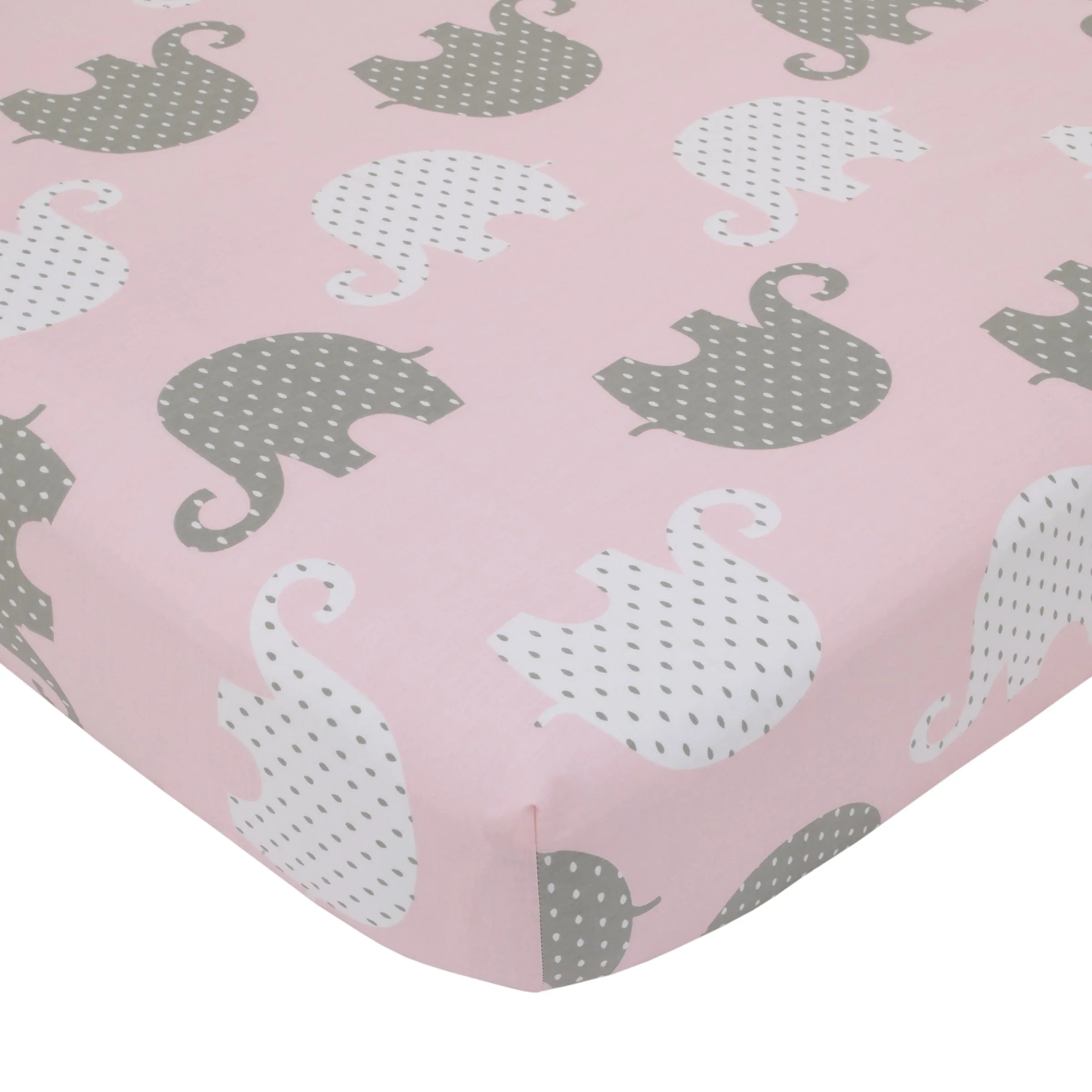 NoJo The Dreamer Pink and Grey Elephant 8 Piece Nursery Crib Bedding Set - Image 3