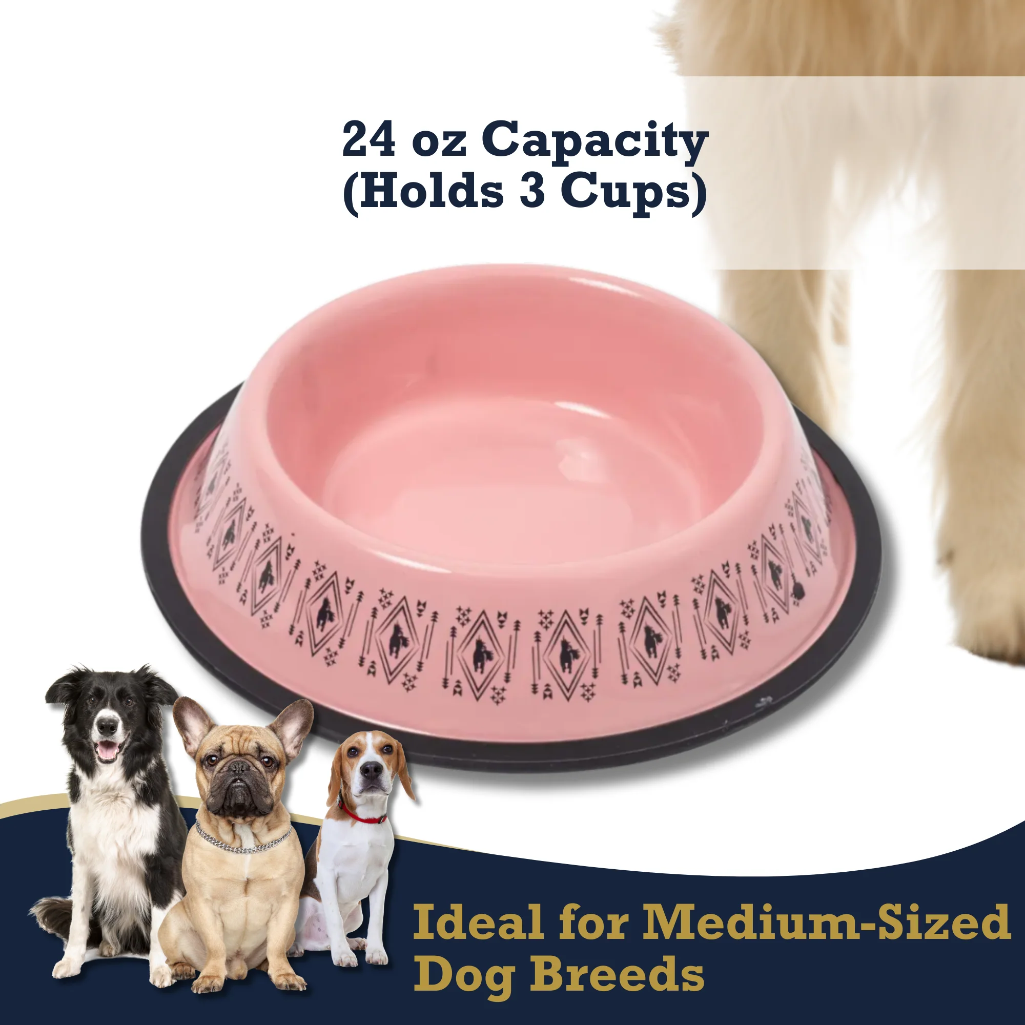 Non-Skid Boho Stainless Steel Dog Bowl – with Whimsical Unicorn Design, Silicone Base for Medium Dogs – 24oz - Image 14