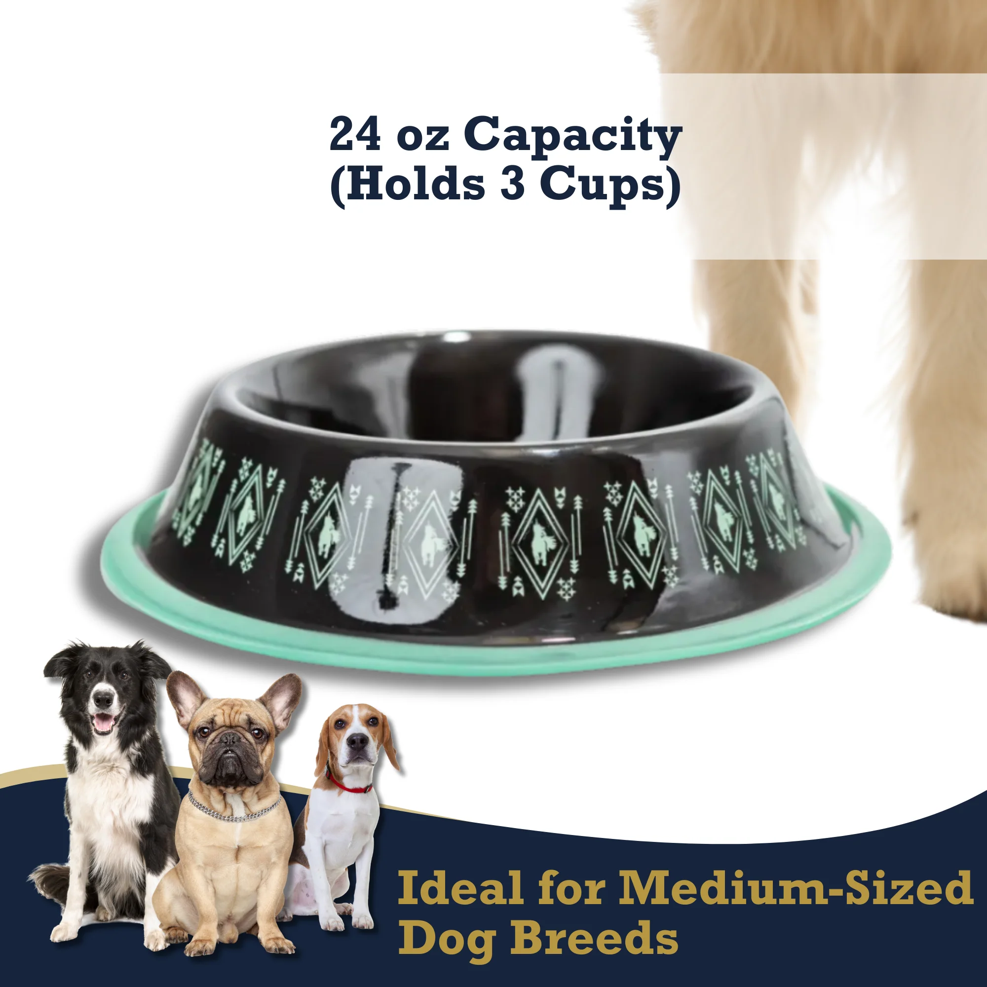 Non-Skid Boho Stainless Steel Dog Bowl – with Whimsical Unicorn Design, Silicone Base for Medium Dogs – 24oz - Image 9
