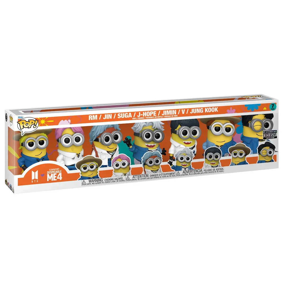 *Not Mint* - Despicable Me 4 Minions x BTS Funko Pop! Vinyl Figure 7-Pack - Entertainment Earth Exclusive - Image 2