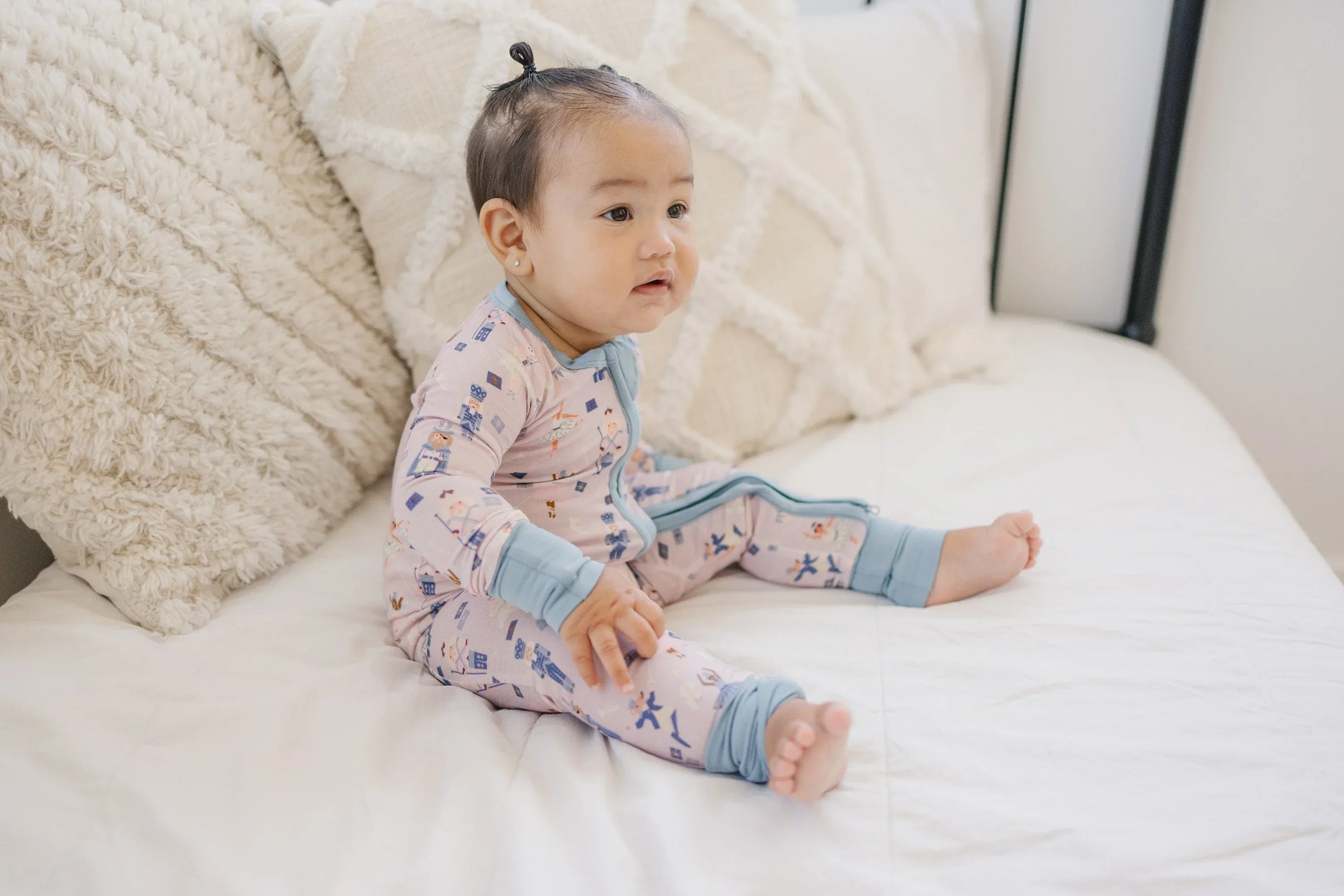 Nutcracker Print Bamboo Zippy Romper *Newborn left - Image 5