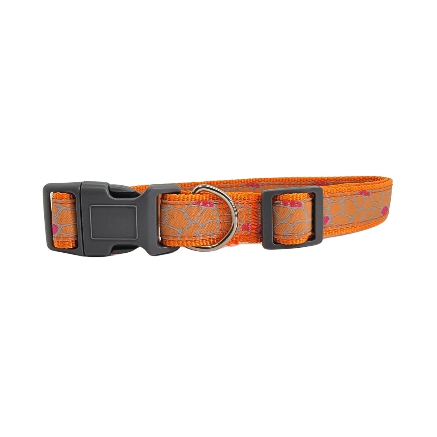 Nylon Dog Collar with Embroidered Giraffe Design/Animal Print, Secure & Adjustable Fit - Image 2