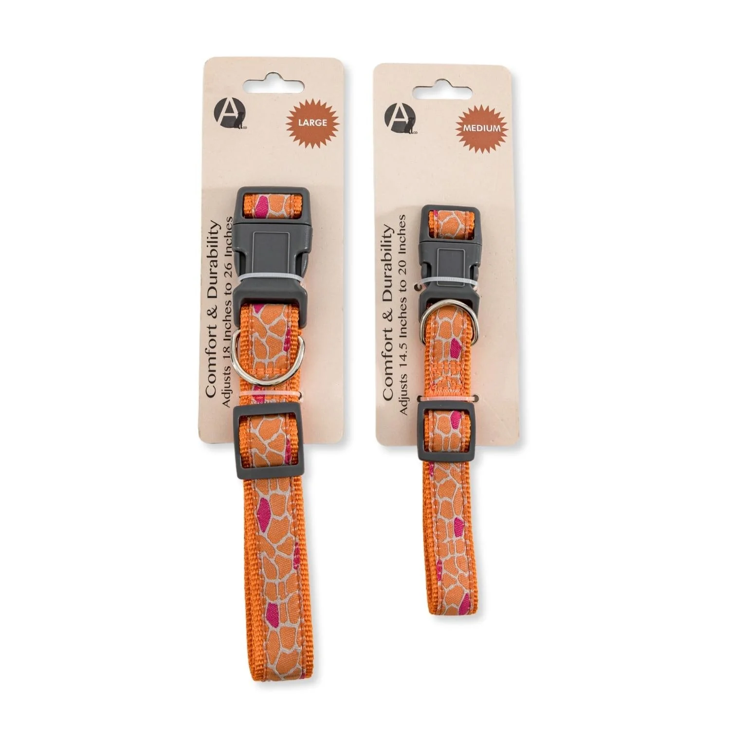 Nylon Dog Collar with Embroidered Giraffe Design/Animal Print, Secure & Adjustable Fit - Image 5