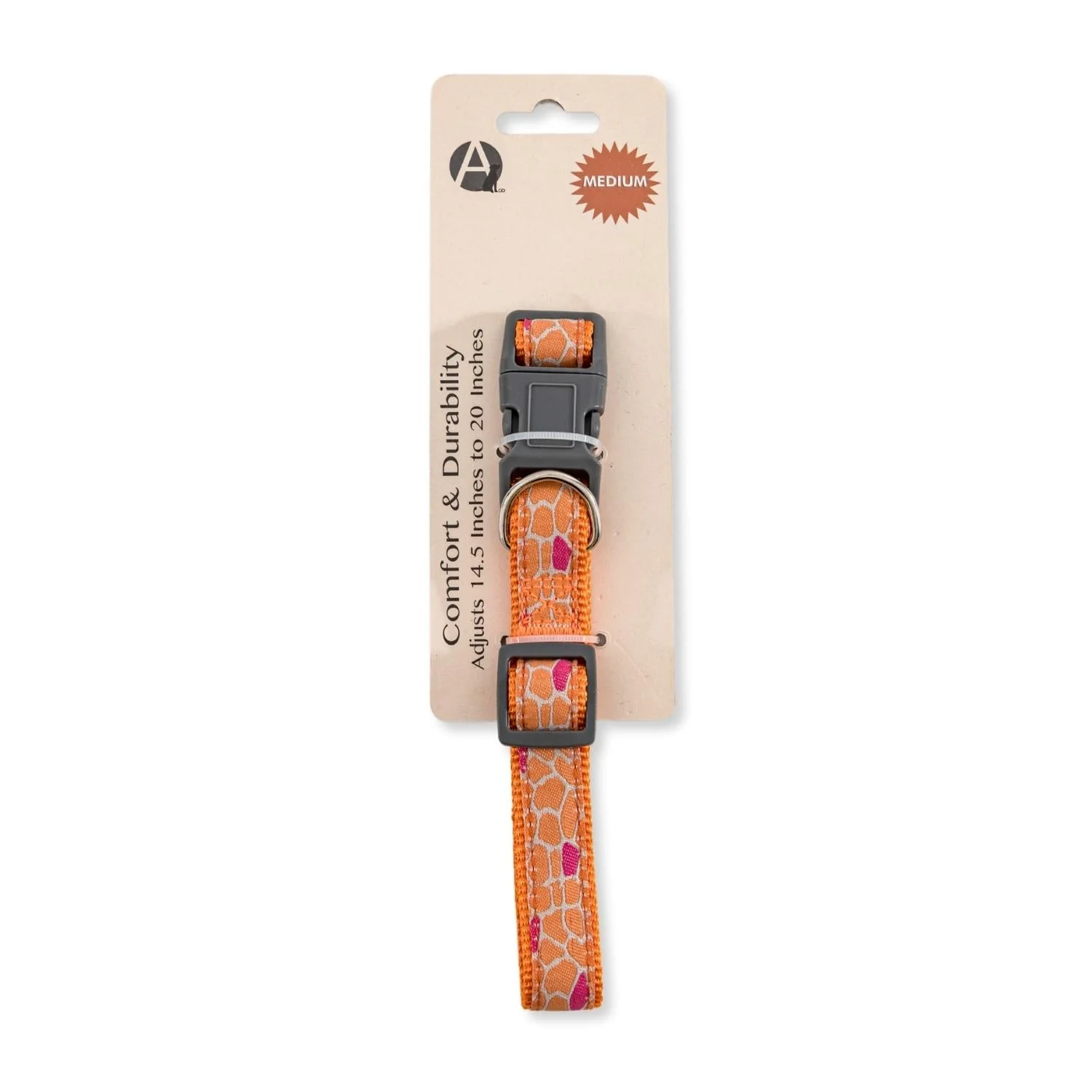Nylon Dog Collar with Embroidered Giraffe Design/Animal Print, Secure & Adjustable Fit - Image 6