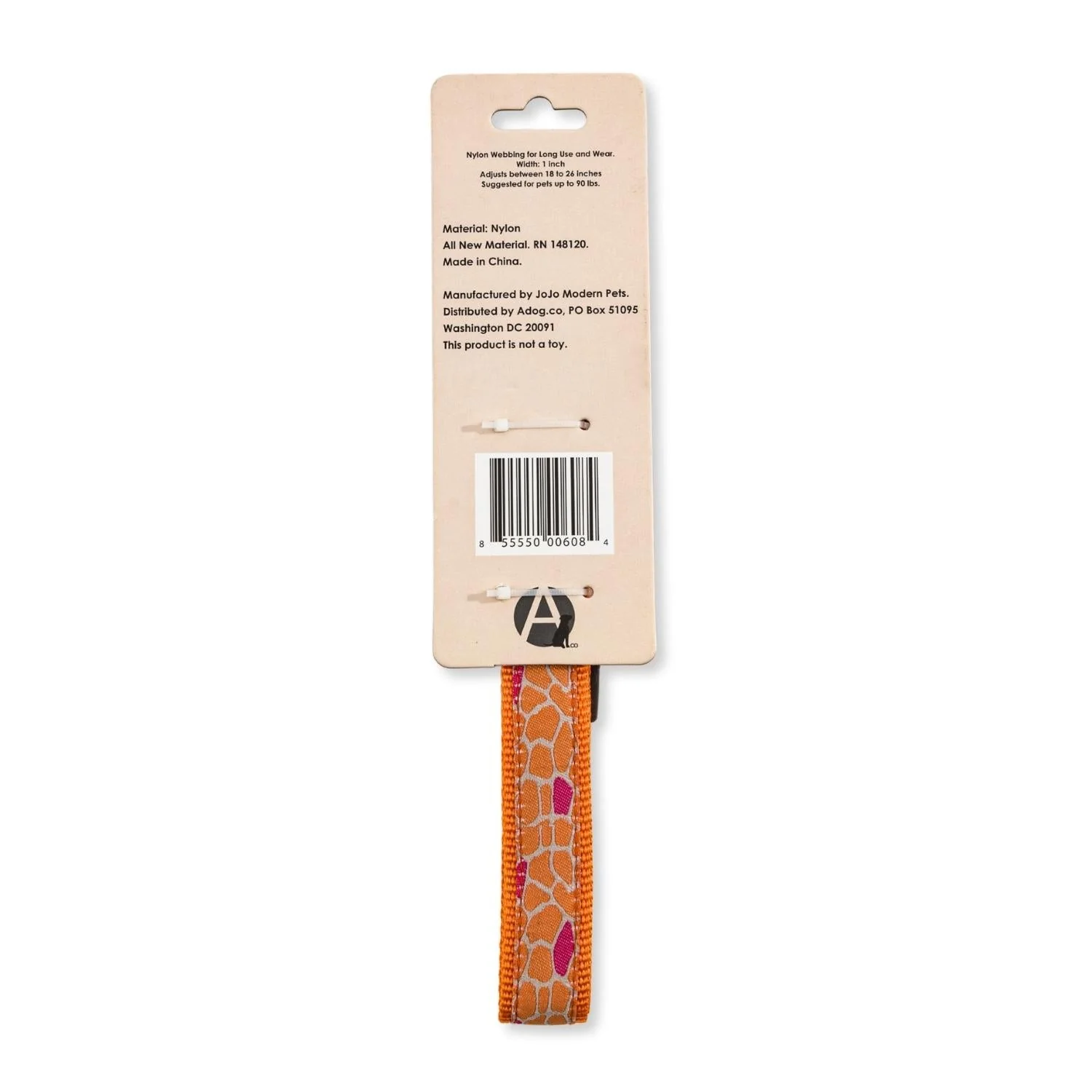Nylon Dog Collar with Embroidered Giraffe Design/Animal Print, Secure & Adjustable Fit - Image 8