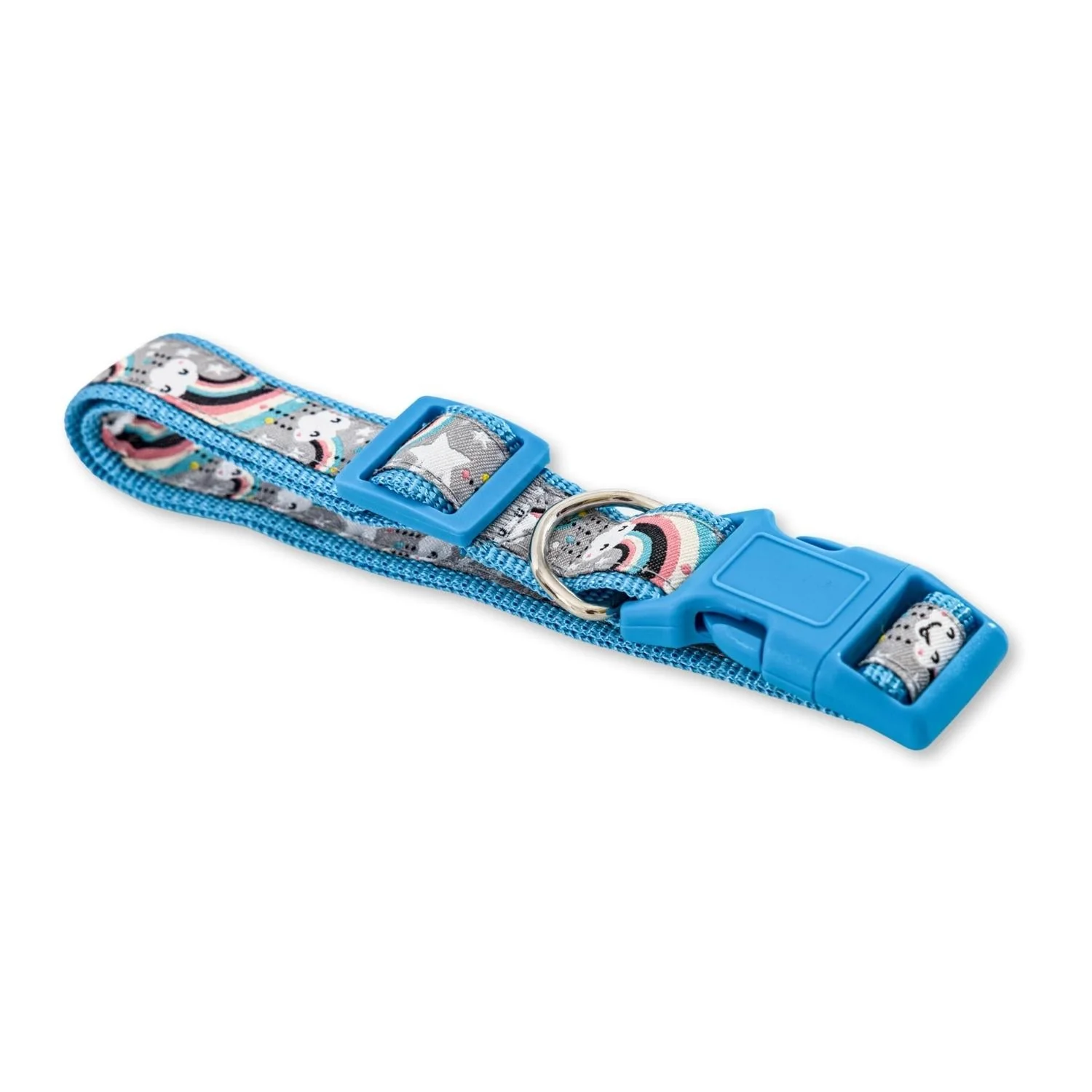 Nylon Dog Collar with Embroidered Rainbow Design, Secure & Adjustable Fit, Comfortable Wear - Image 3