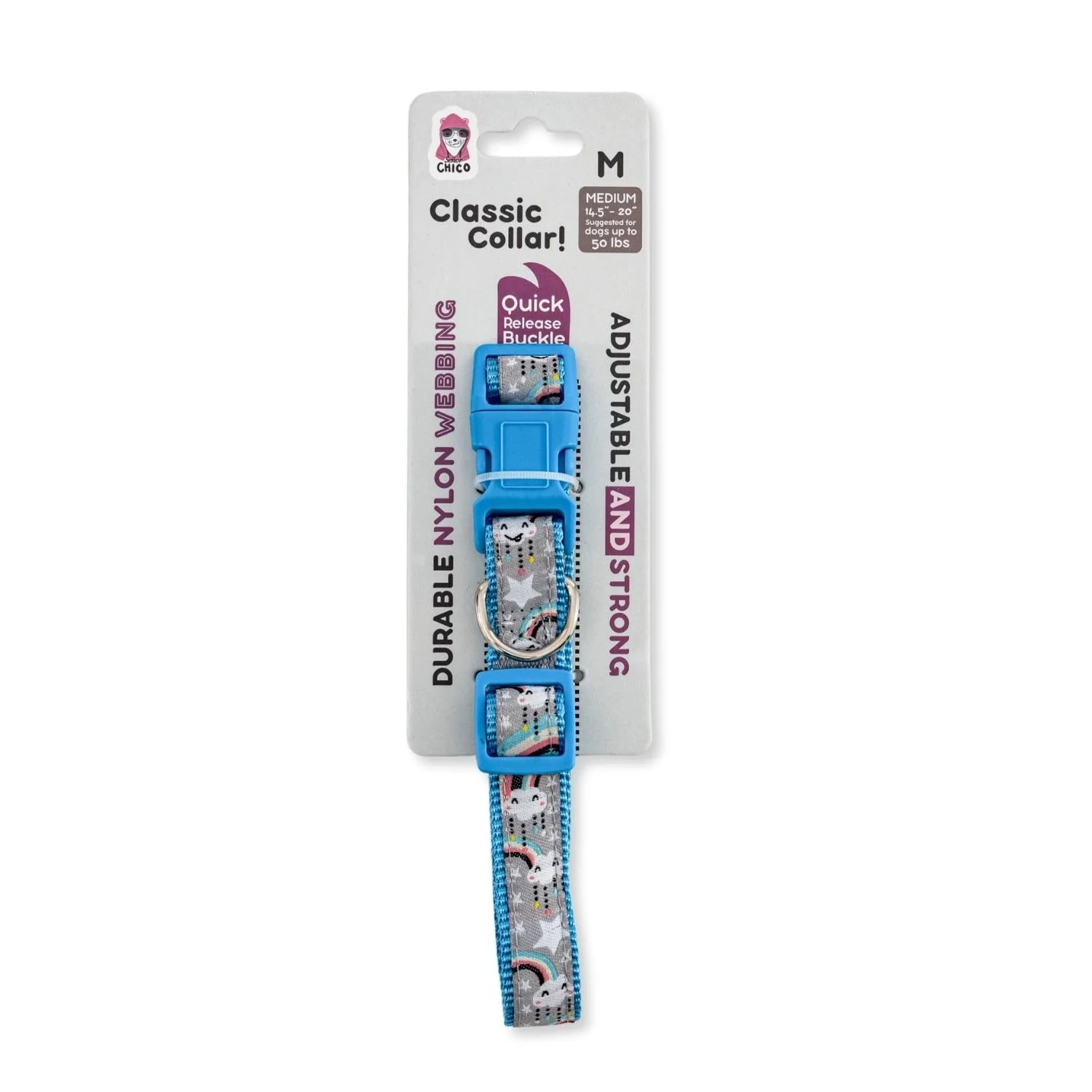 Nylon Dog Collar with Embroidered Rainbow Design, Secure & Adjustable Fit, Comfortable Wear - Image 4