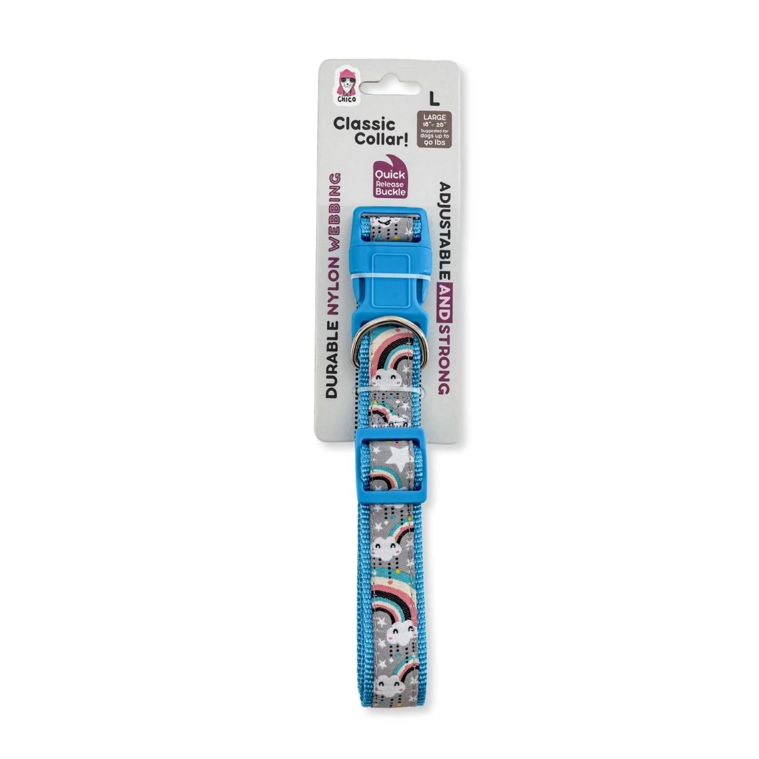 Nylon Dog Collar with Embroidered Rainbow Design, Secure & Adjustable Fit, Comfortable Wear - Image 6