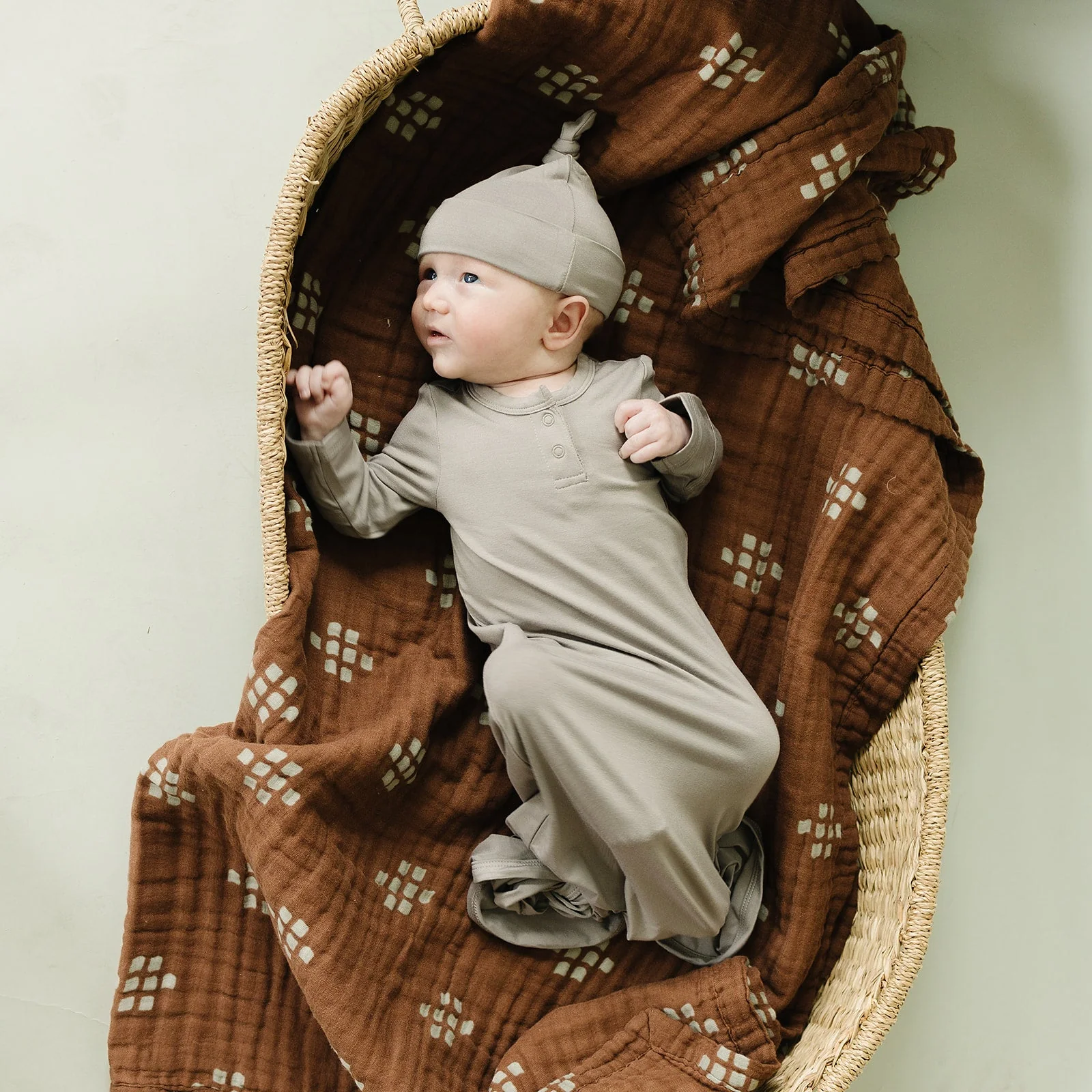 Oatmeal Bamboo Hat OR Head Wrap Set - Image 3