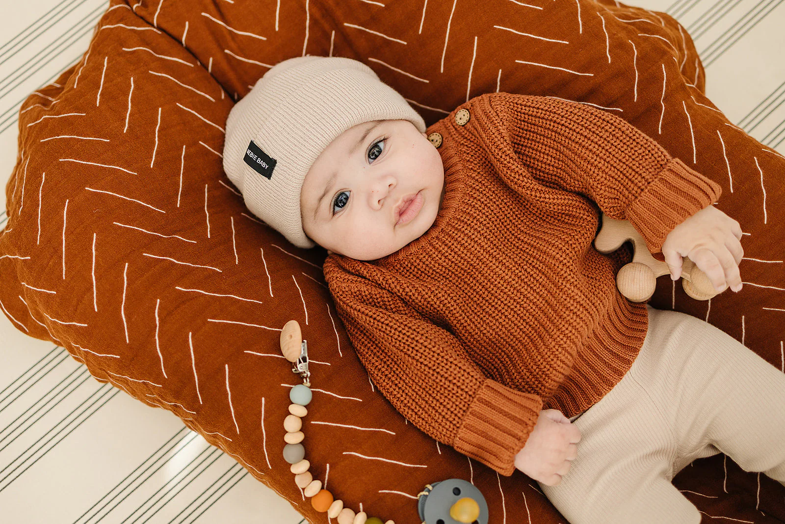 Oatmeal Mebie Baby Beanie - Image 2