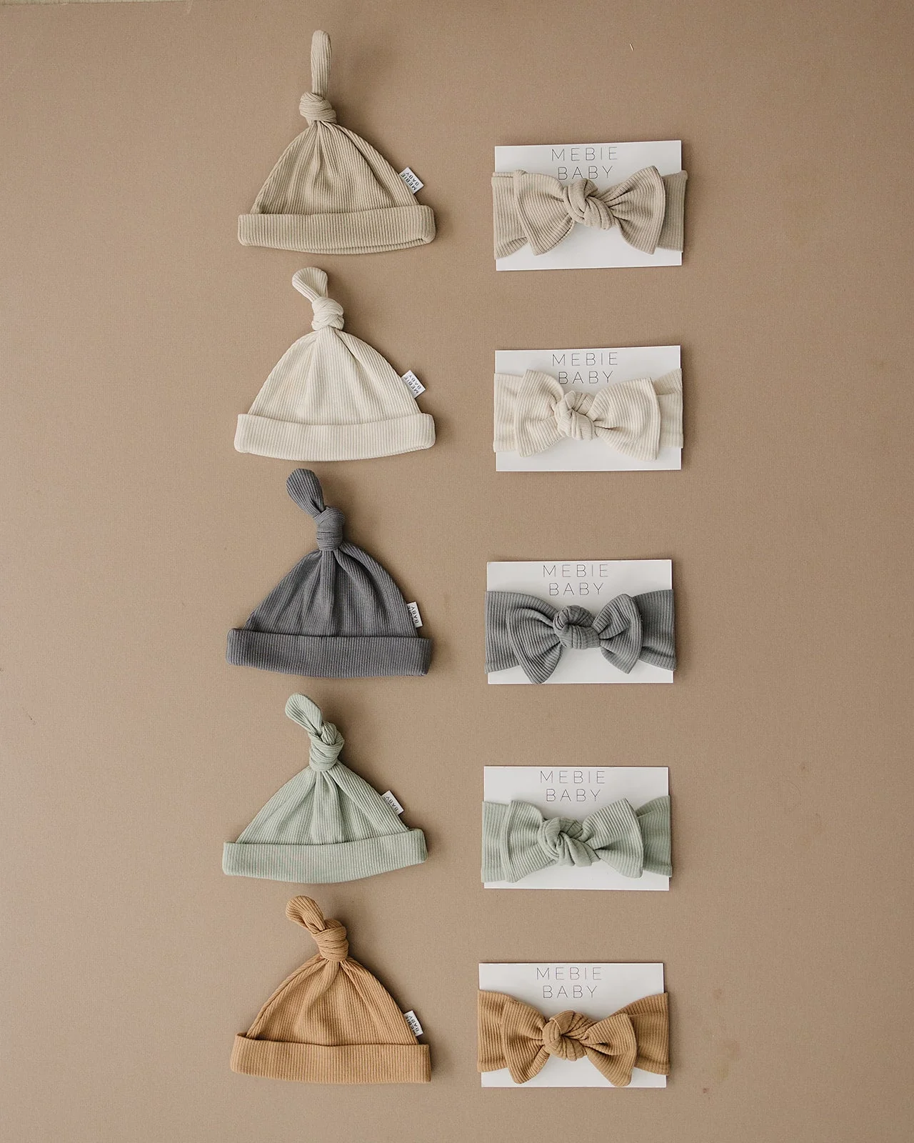 Oatmeal Organic Ribbed Newborn Knot Hat - Image 3