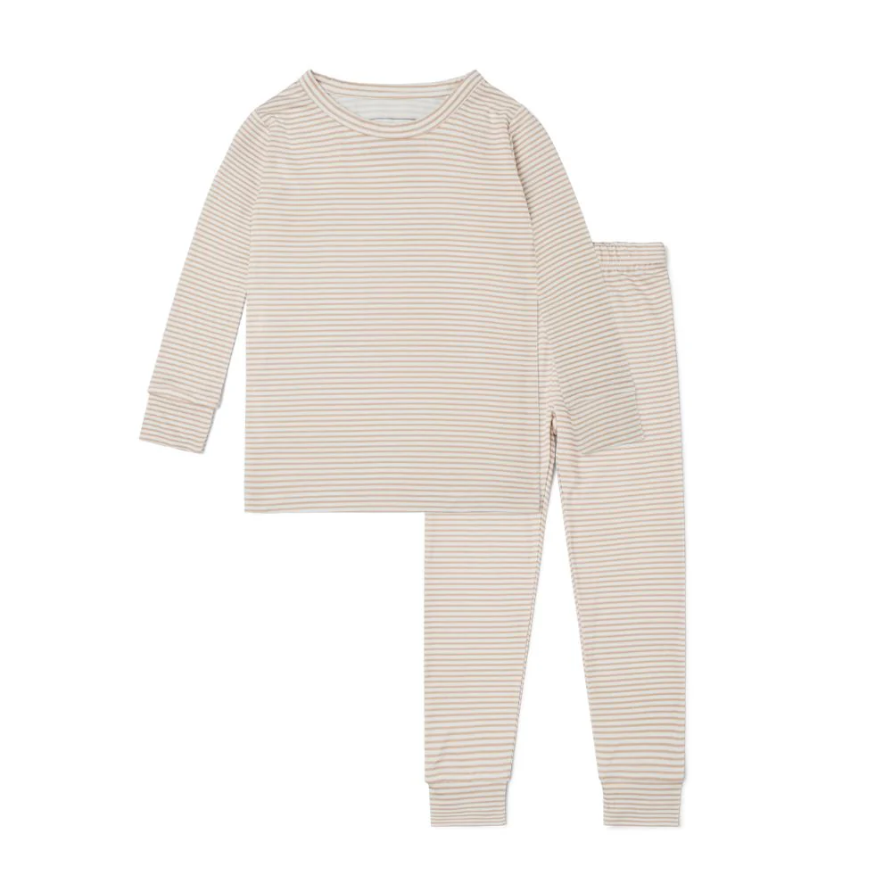 Oatmeal Stripe Bamboo Kids Pajama Set - Image 2