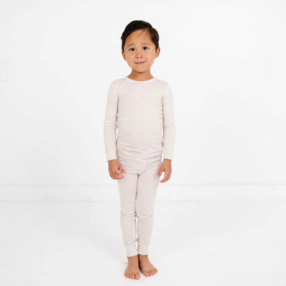 Oatmeal Stripe Bamboo Kids Pajama Set - Image 4