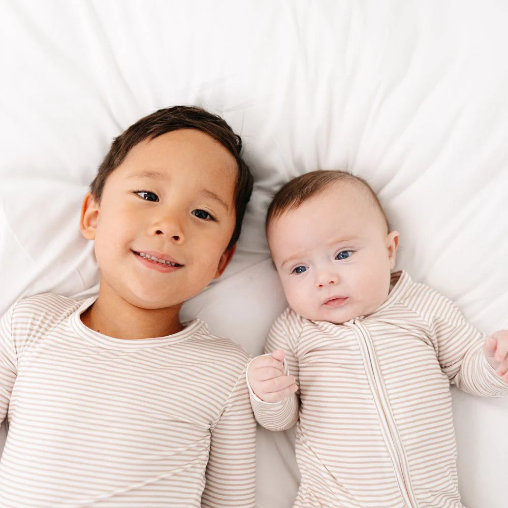 Oatmeal Stripe Bamboo Kids Pajama Set - Image 6