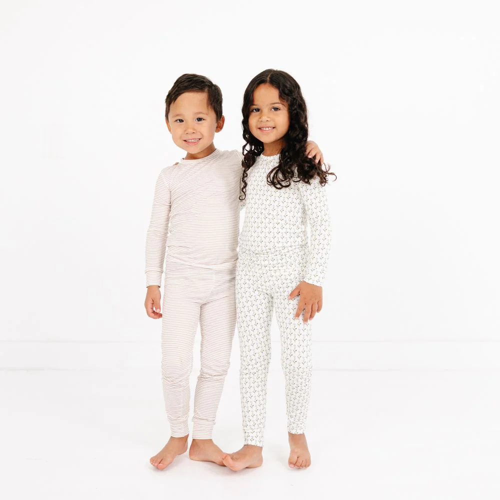 Oatmeal Stripe Bamboo Kids Pajama Set - Image 7