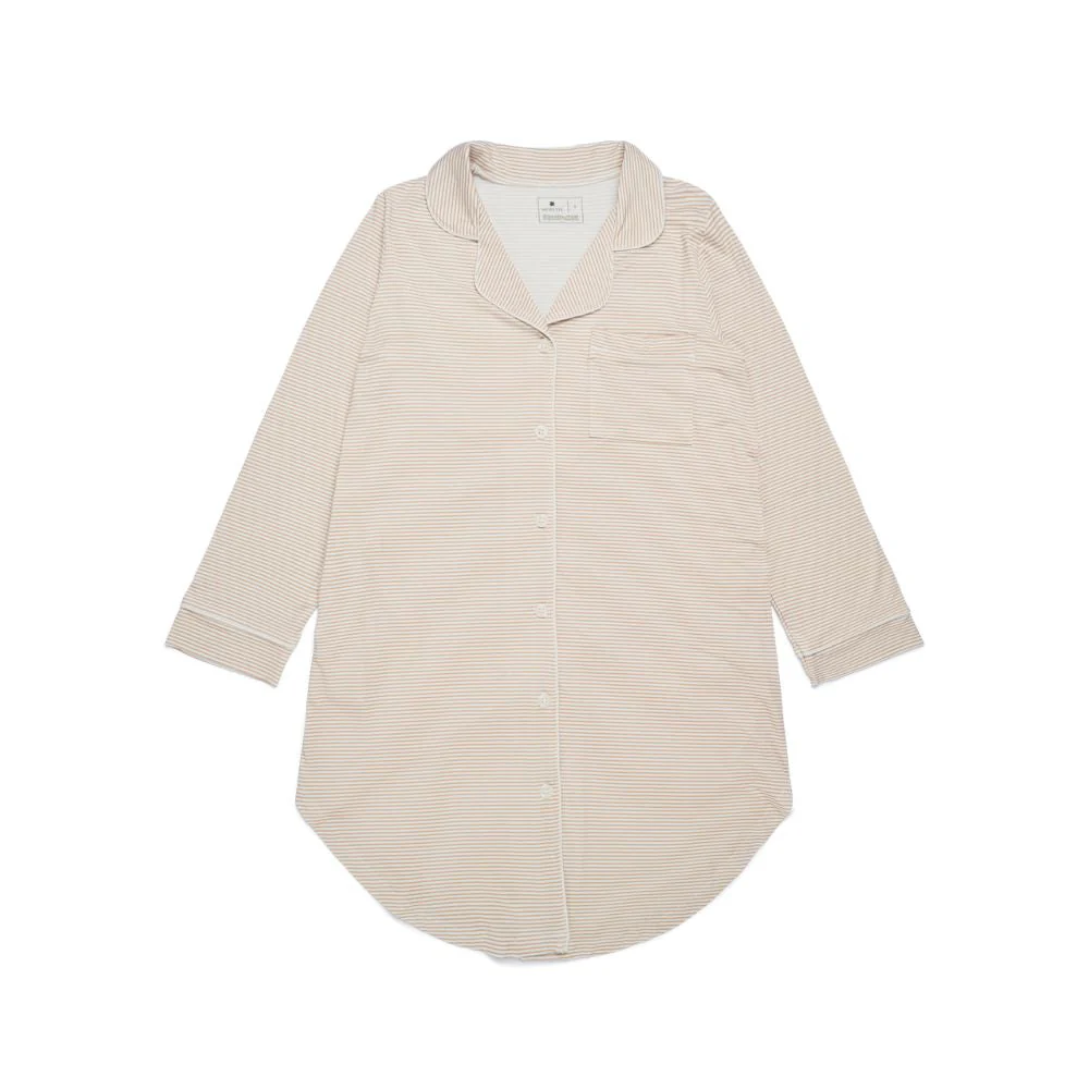 Oatmeal Stripe Bamboo Women's Sleepshirt - Image 2