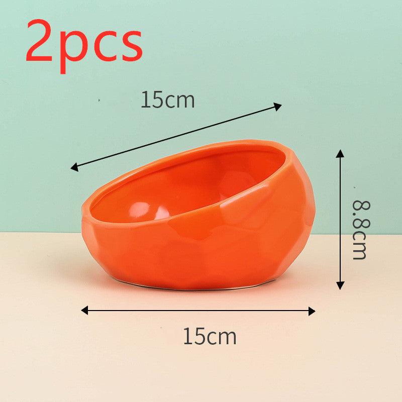 Oblique Mouth Ceramic Pet Bowl - Image 11