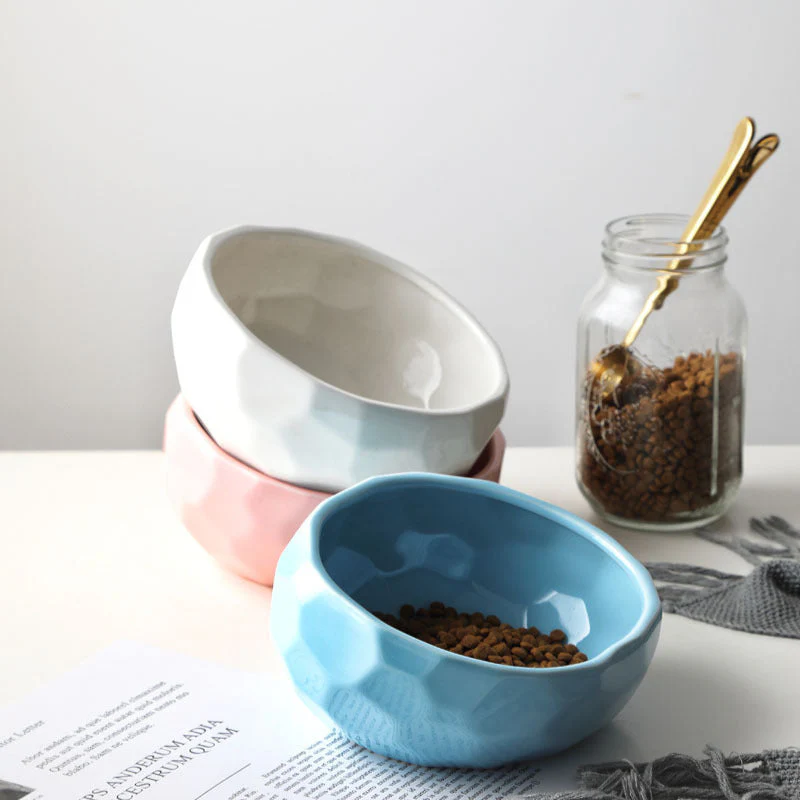 Oblique Mouth Wooden Stand Cat Bowl - Image 3
