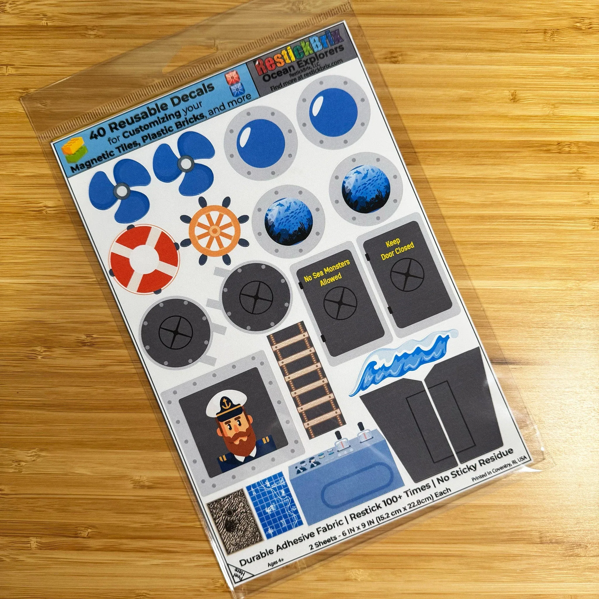 Ocean Explorers: Reusable Decals for Customizing Magnetic Tiles, Plastic Bricks, and more - Image 2