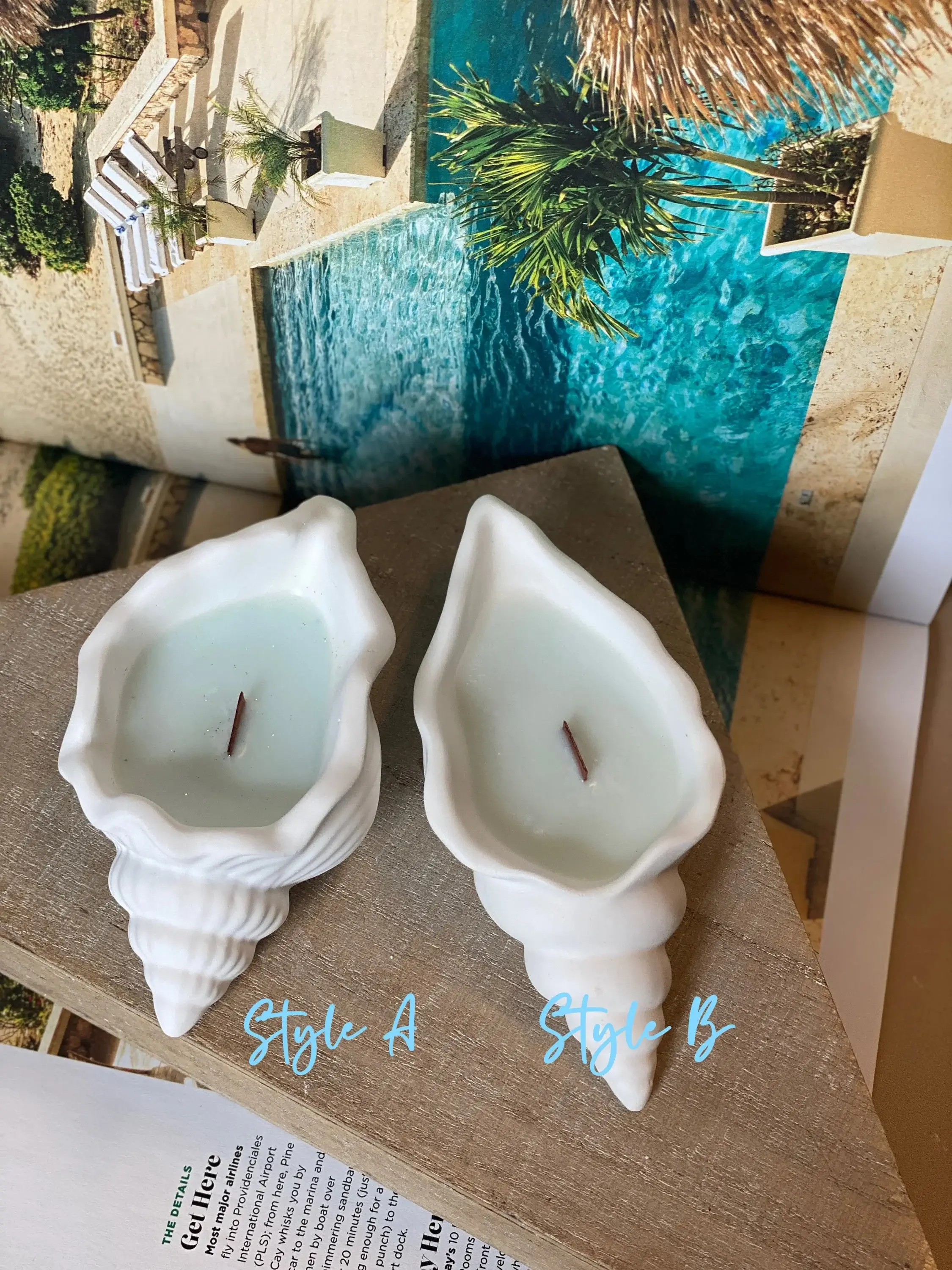 Ocean’s Whisper Candle in Jesmonite Shell – Coastal Calm at Home - Image 3