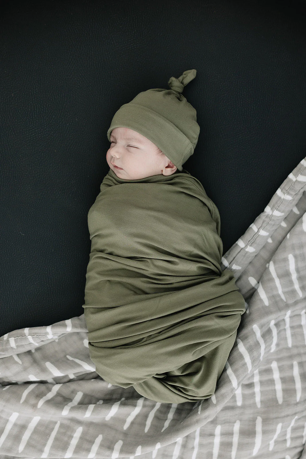 Olive Bamboo Newborn Knot Hat - Image 3