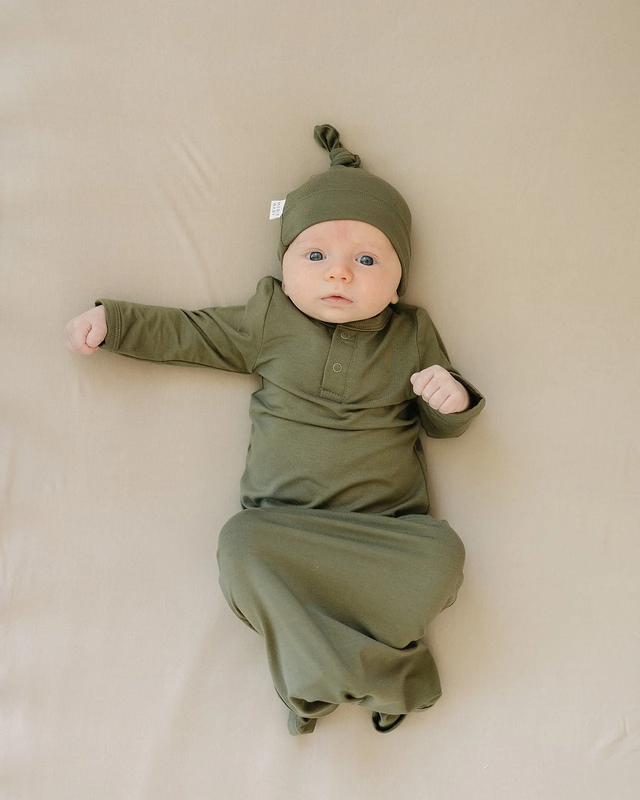 Olive Bamboo Newborn Knot Hat - Image 4