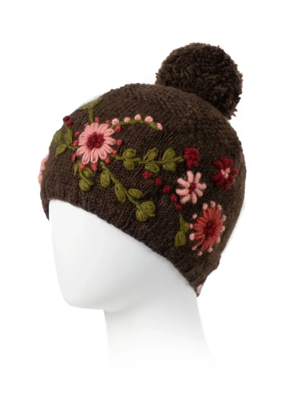 Olivia Wool Knit Embroidered Hat - Image 2