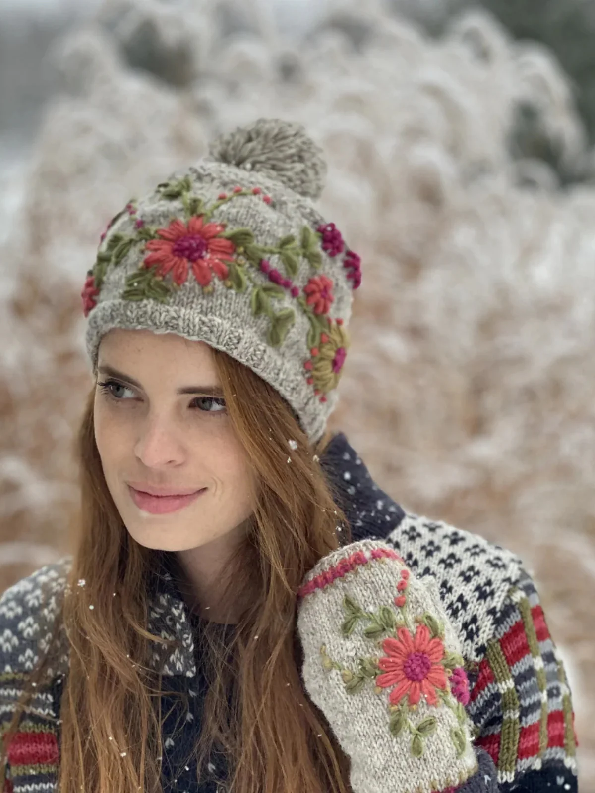 Olivia Wool Knit Embroidered Hat - Image 3