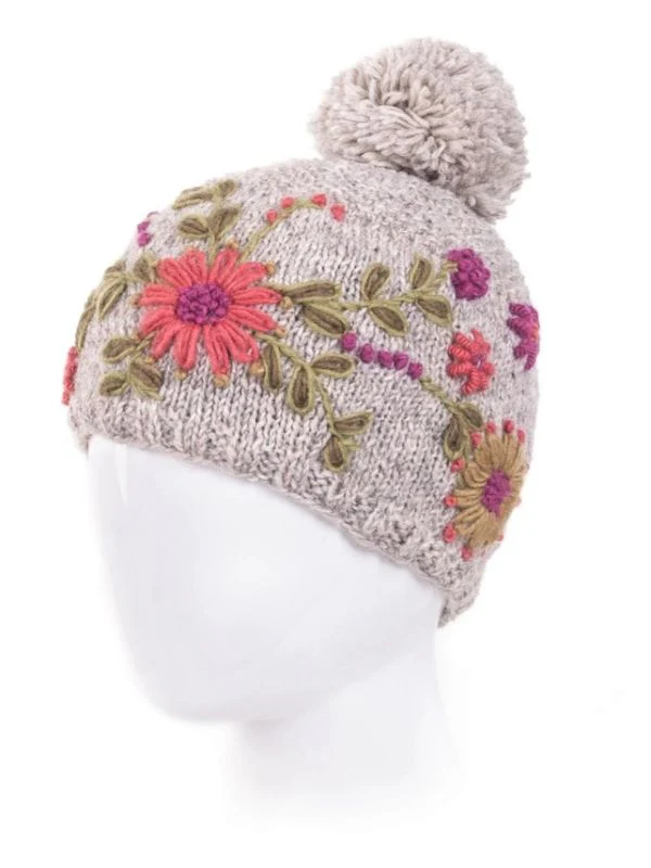 Olivia Wool Knit Embroidered Hat - Image 5