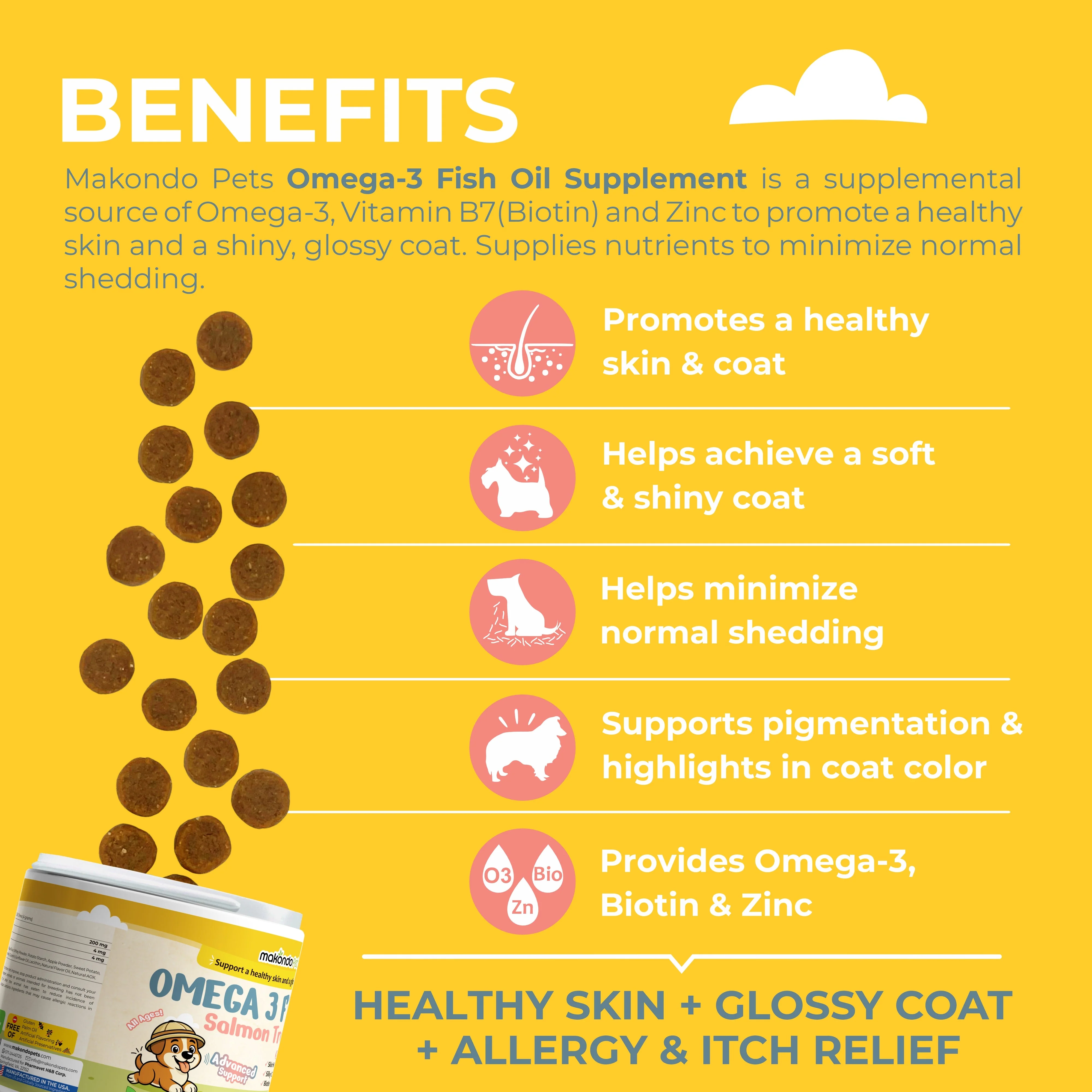 Omega 3 for Dogs - Salmon Oil - 120 Soft Chews - Image 2