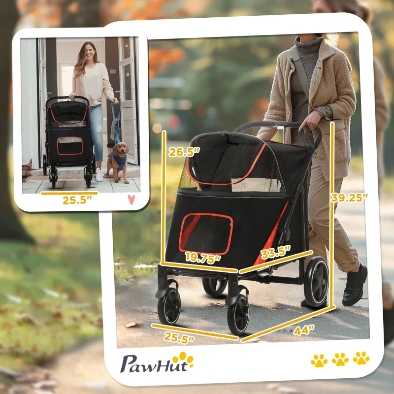 One-Click Foldable Stroller for Large Medium Small Dogs, Pet, Cats with Storage - Image 11